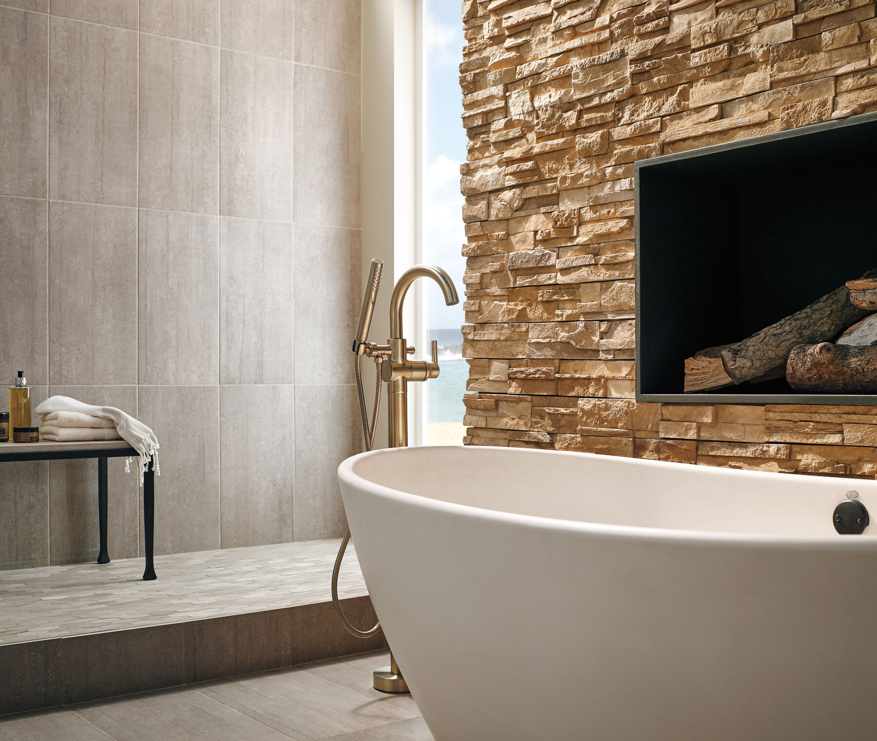Contemporary Floor Mount Tub Filler Trim
