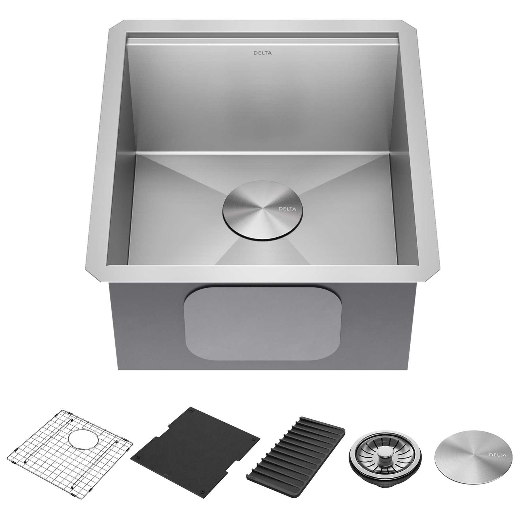 17&rdquo; Workstation Undermount Single Bowl 16 Gauge Stainless Steel&nbsp;Bar Prep Kitchen Sink with&nbsp;WorkFlow&trade; Ledge and Accessories