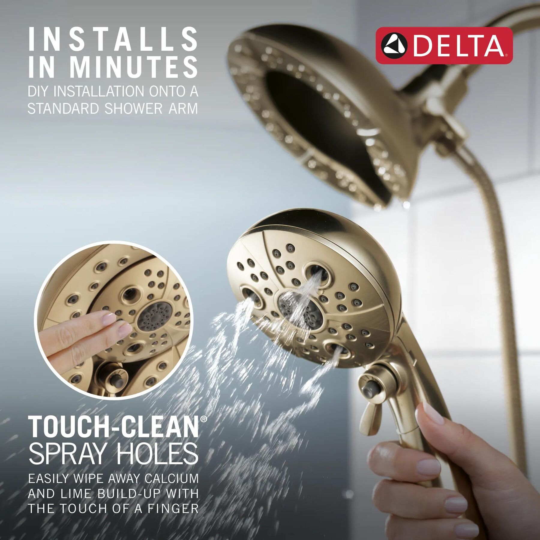 H<sub>2</sub>Okinetic&reg; In2ition&reg; 5-Setting Two-in-One Shower