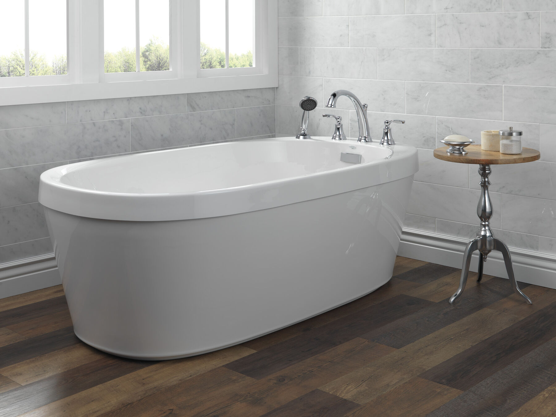 Freestanding Tub with Integrated Waste and Overflow