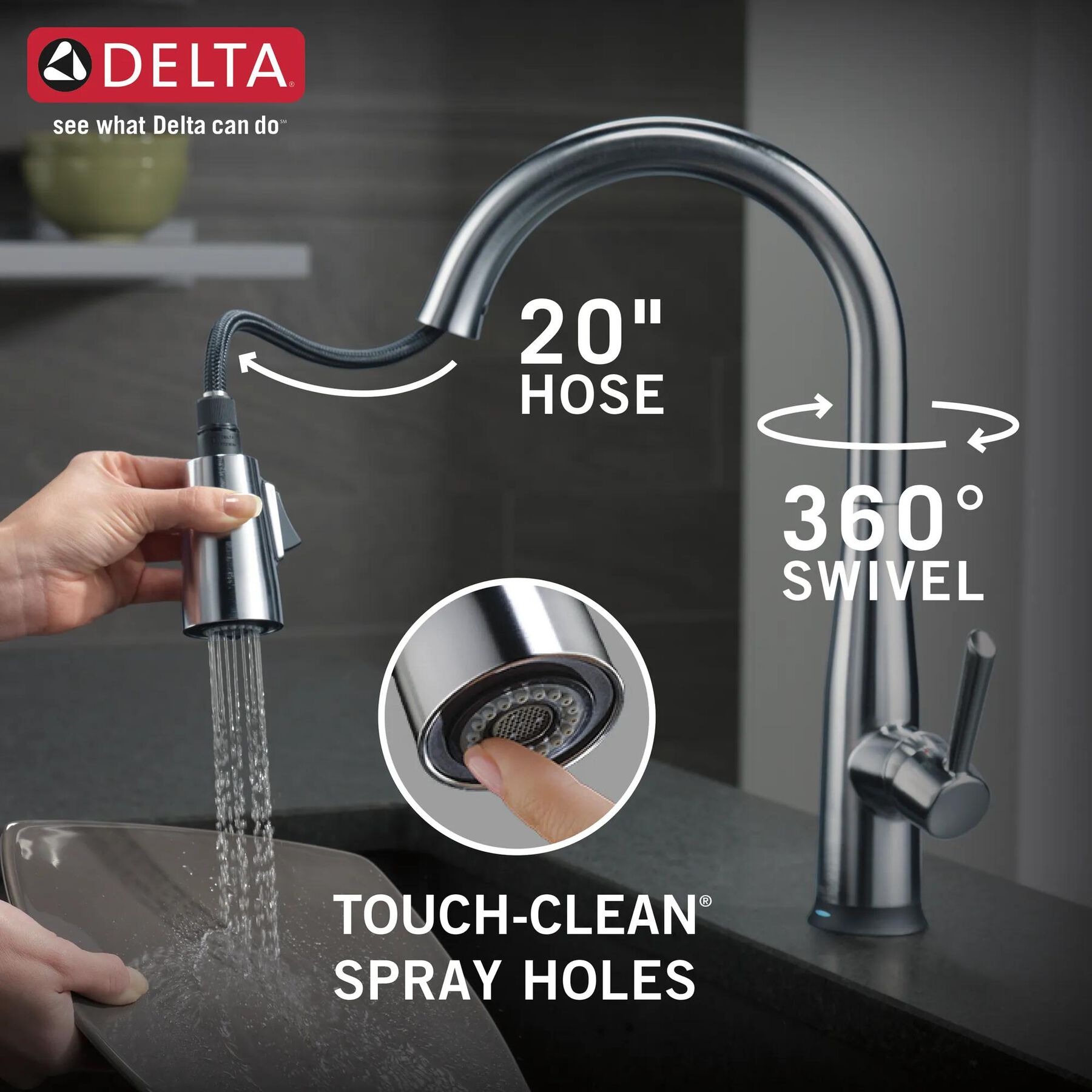 VoiceIQ&reg; Single Handle Pull-Down Faucet with Touch<sub>2</sub>O&reg; Technology