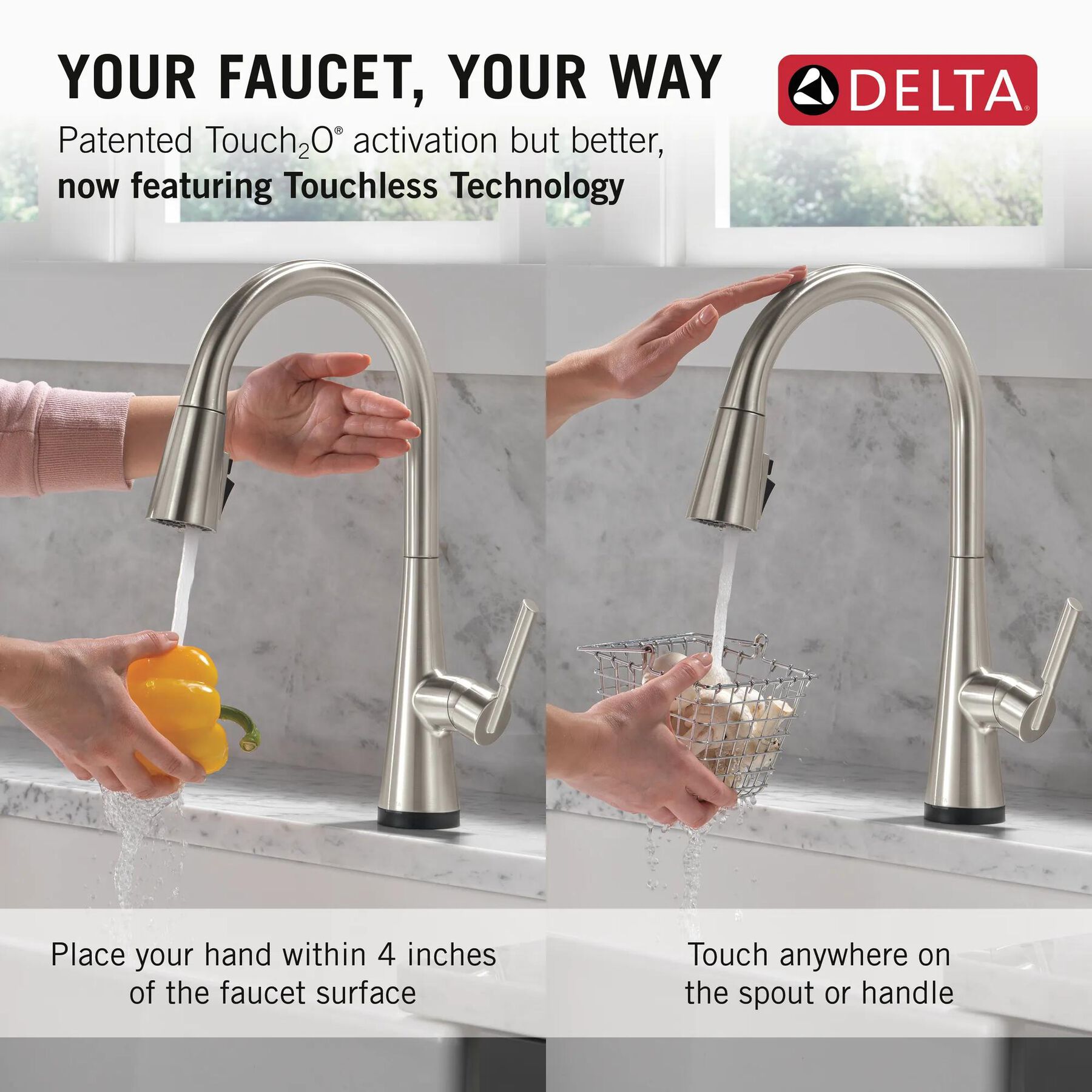 Single Handle Pull-Down Touch<sub>2</sub>O&reg; Technology Kitchen Faucet with Touchless Technology