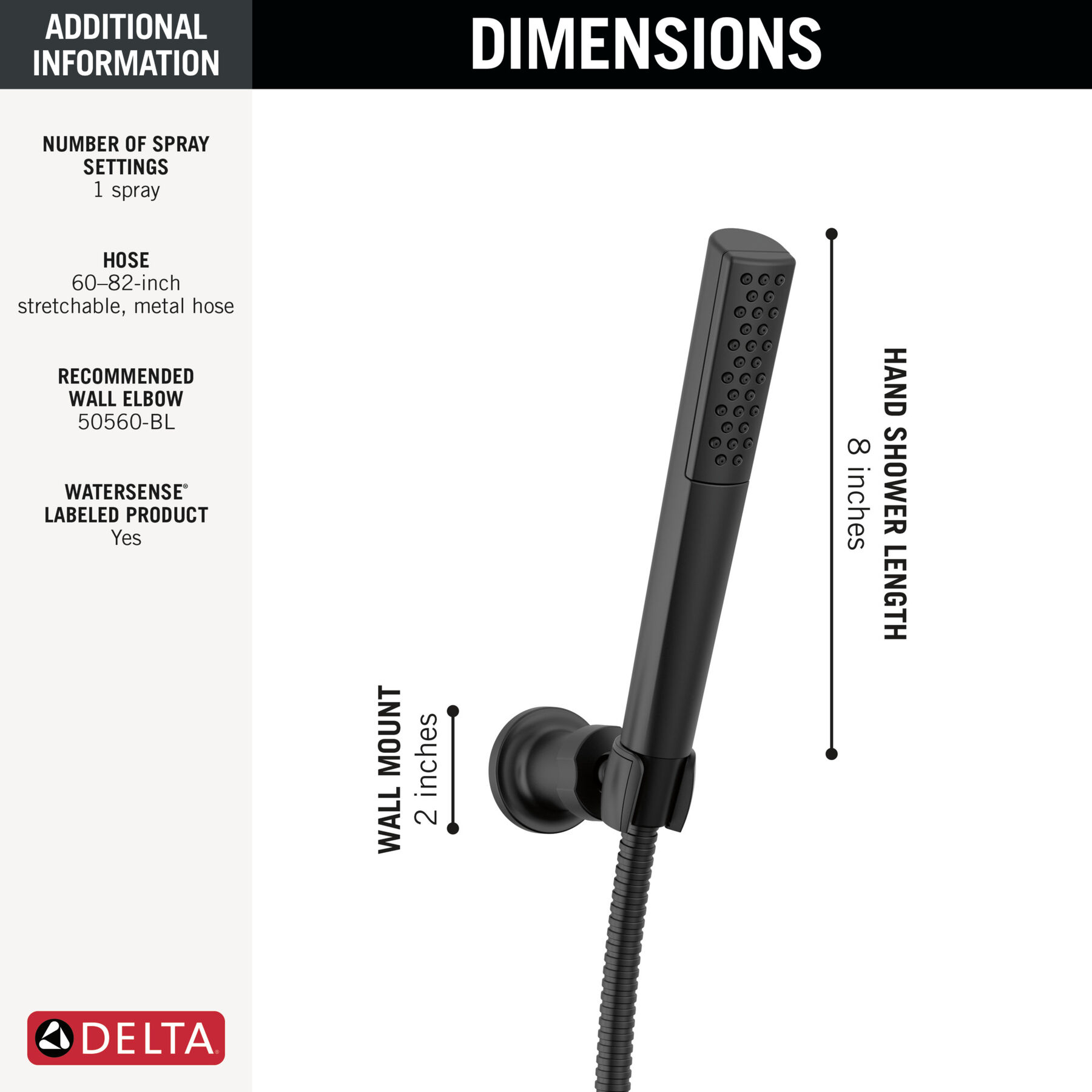 Premium Single-Setting Adjustable Wall Mount Hand Shower