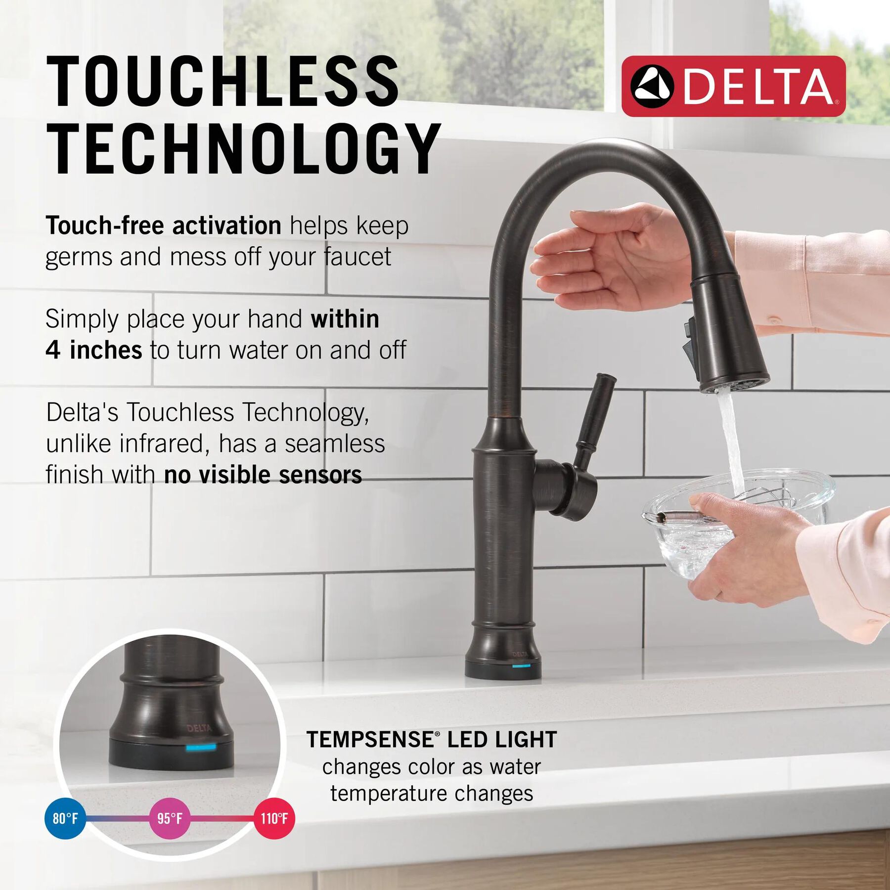 Touch<sub>2</sub>O&reg; Technology Kitchen Faucet with Touchless Technology