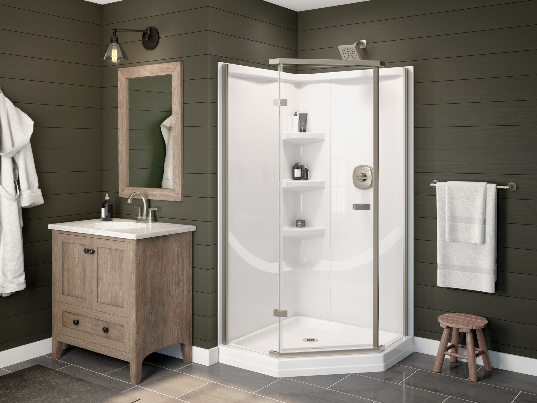 Shower Base with Wall and Enclosure Bundle