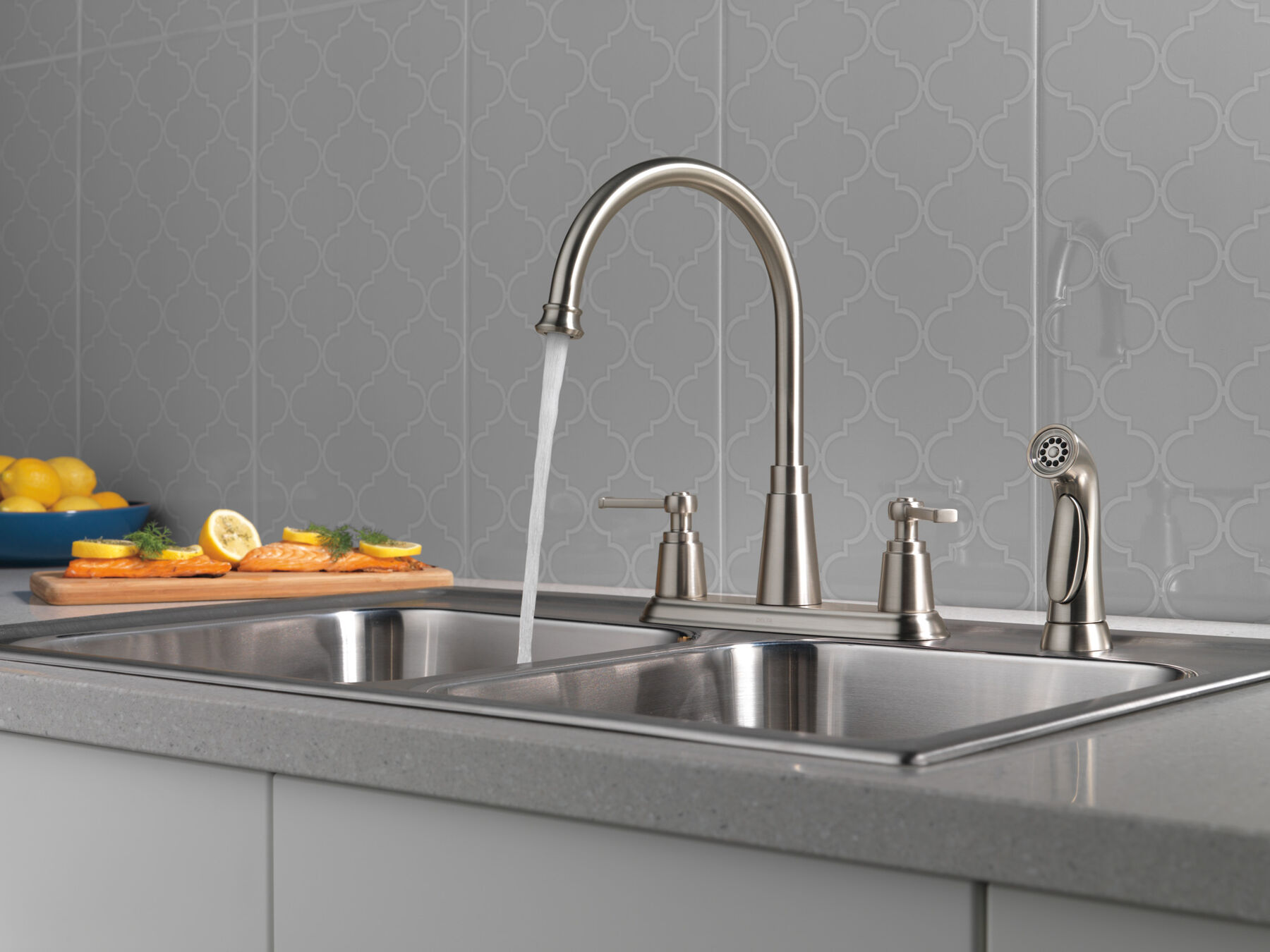 Two Handle Kitchen Faucet with Spray (Recertified)
