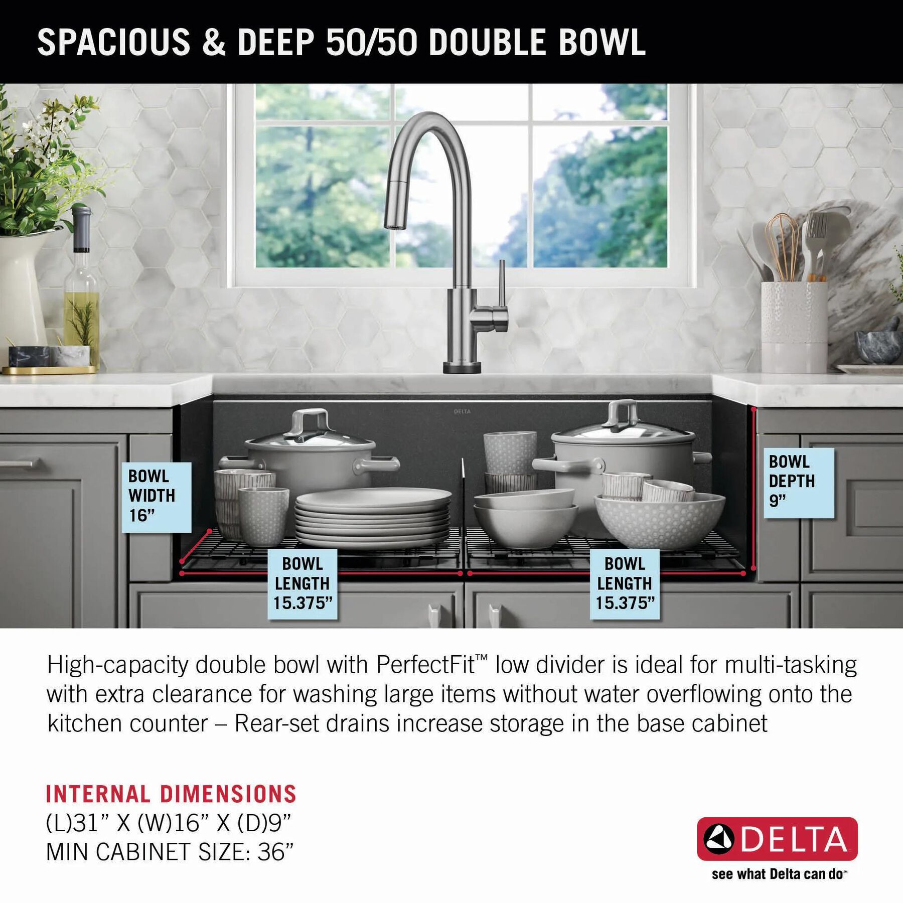 33&rdquo; Undermount 16 Gauge Workstation Kitchen Sink Double Bowl with WorkFlow&trade; Ledge and Accessories