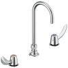 Two Handle Widespread Bathroom Faucet with Gooseneck Spout - Less Pop-Up