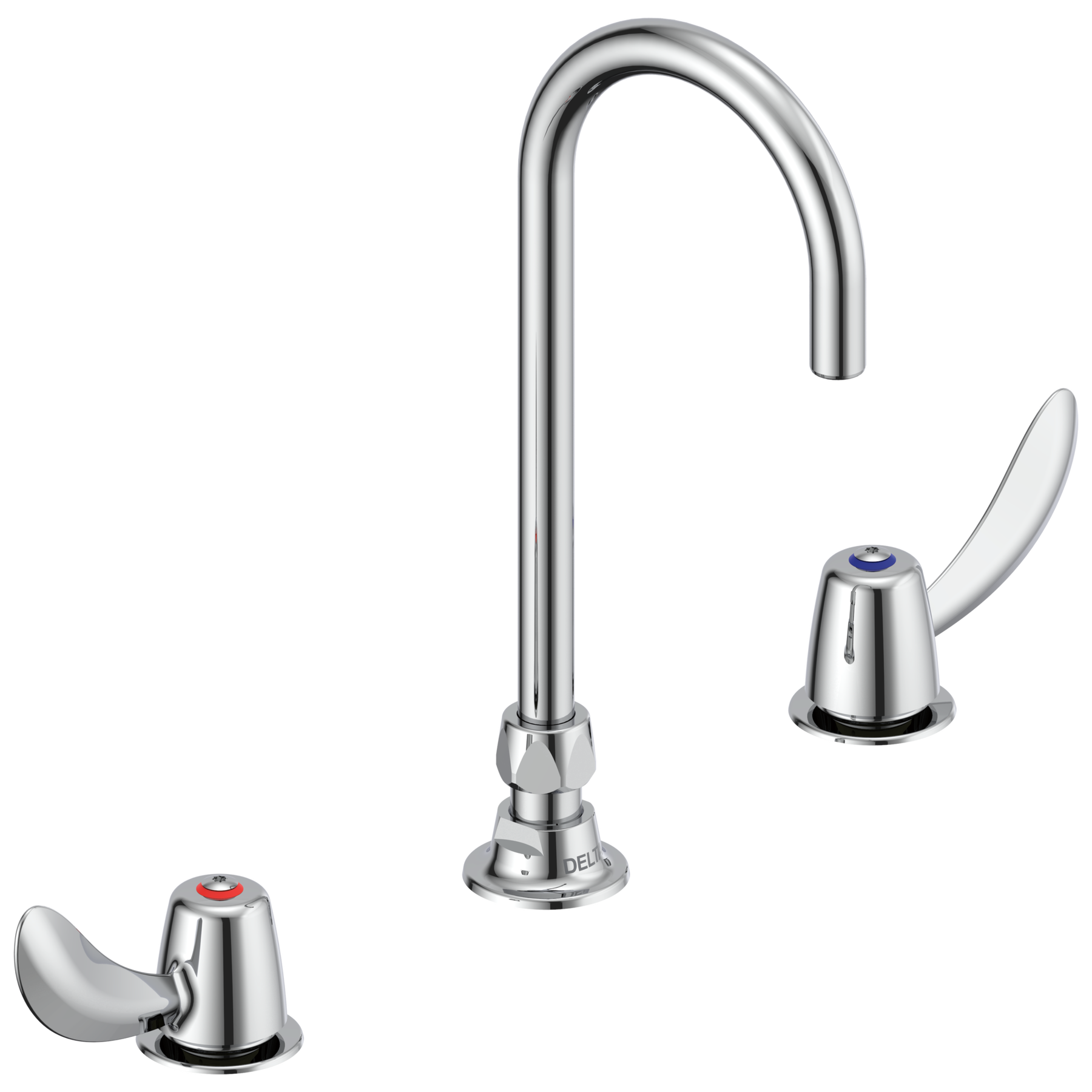 Two Handle Widespread Bathroom Faucet with Gooseneck Spout - Less Pop-Up