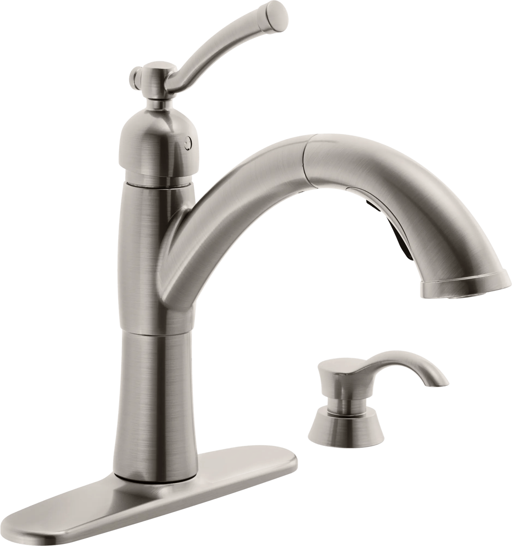 Single Handle Pull-Out Kitchen Faucet with Soap Dispenser