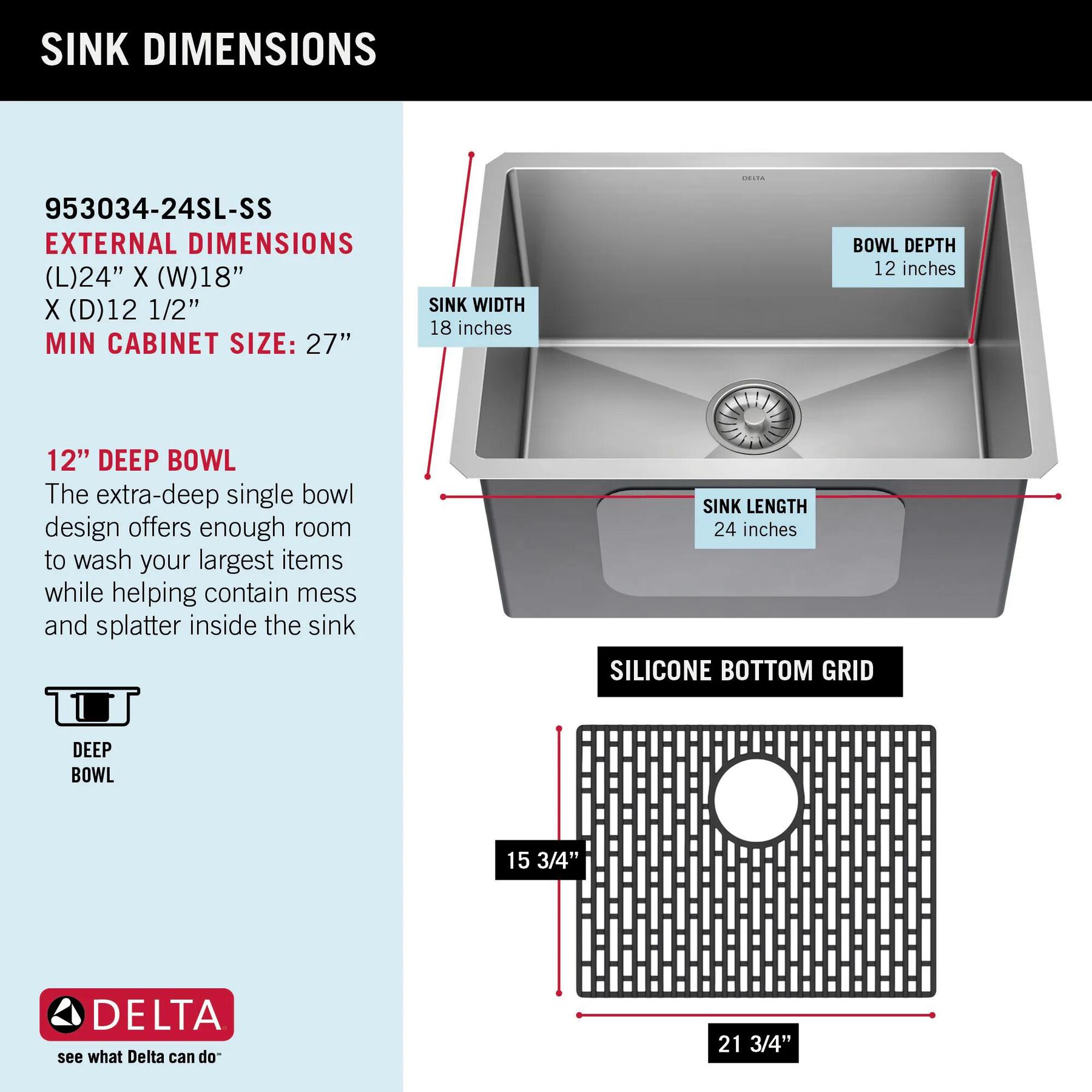 24&rdquo; Undermount Stainless Steel Single Bowl Laundry Utility Kitchen Sink with Accessories