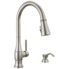 Single Handle Pull-Down Kitchen Faucet with Soap Dispenser and ShieldSpray Technology