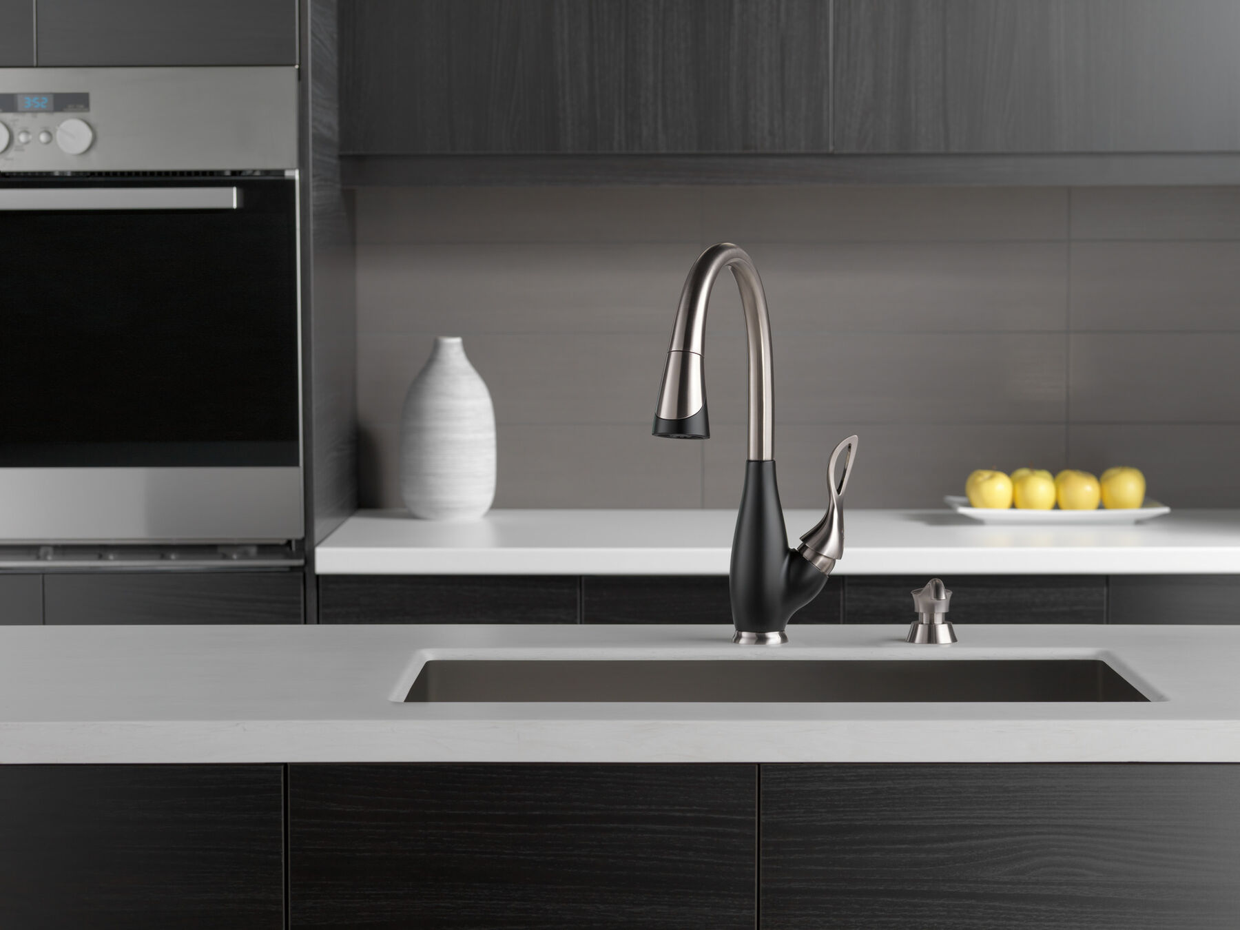 Single Handle Pull-Down Kitchen Faucet with Soap Dispenser