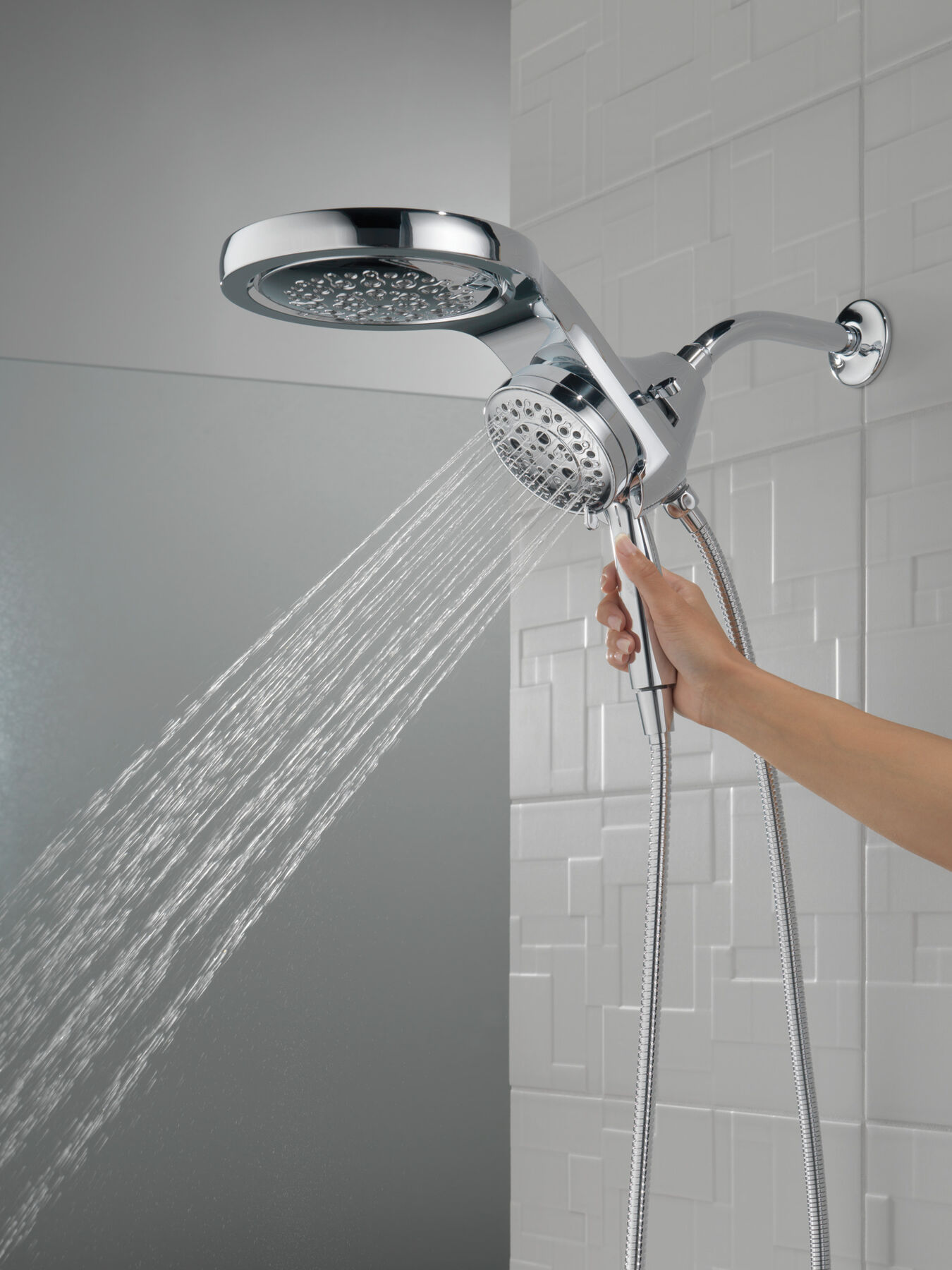 HydroRain&reg; H<sub>2</sub>Okinetic&reg; 5-Setting Two-in-One Shower Head