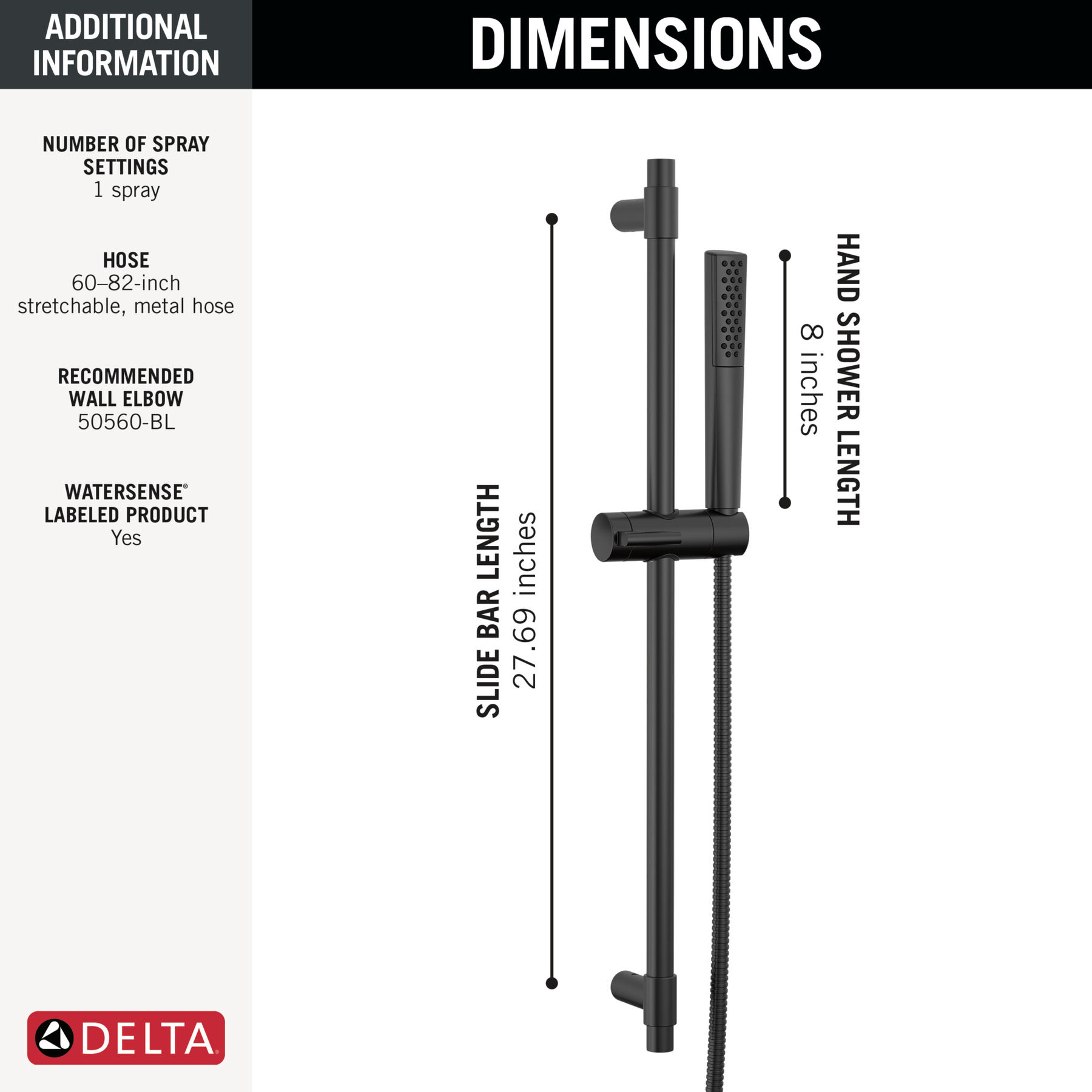 Premium Single-Setting Slide Bar Hand Shower
