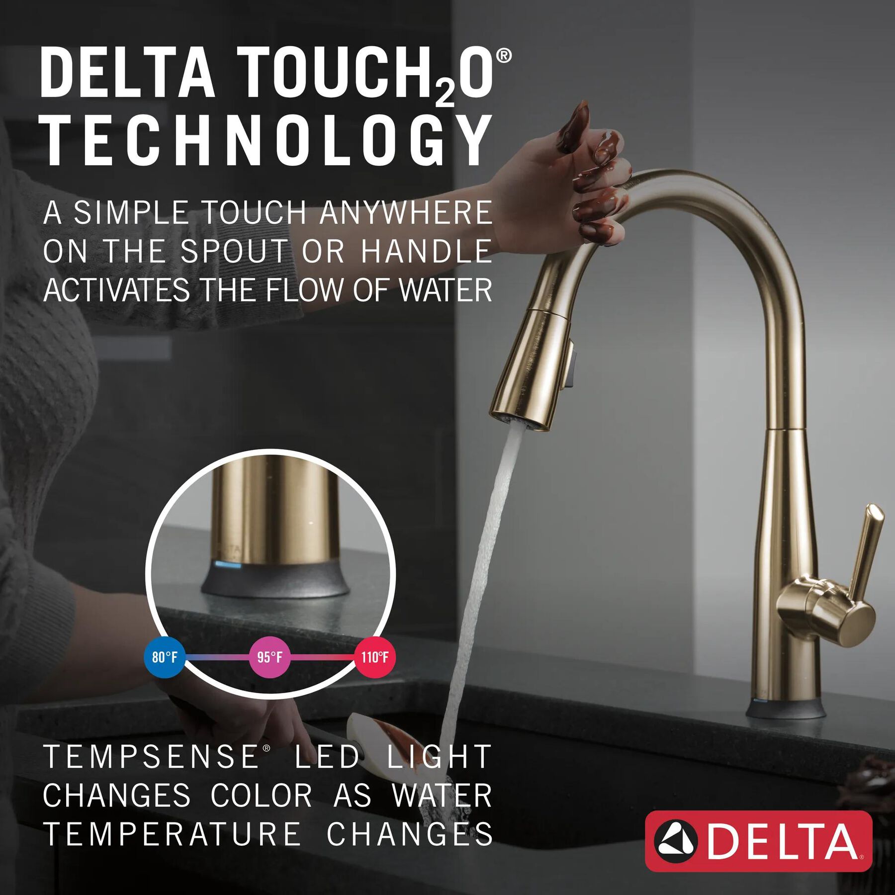 Single Handle Pull-Down Kitchen Faucet with Touch<sub>2</sub>O&reg; Technology Technology