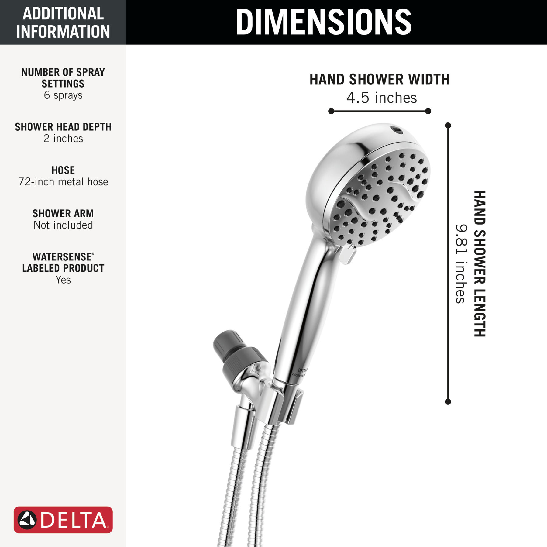 6-Setting Hand Shower with Cleaning Spray