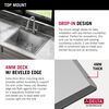 25&rdquo; Workstation Kitchen Sink&nbsp;Drop-In Top Mount&nbsp;16 Gauge&nbsp;Stainless Steel Single Bowl with&nbsp;WorkFlow&trade; Ledge&nbsp;and Accessories