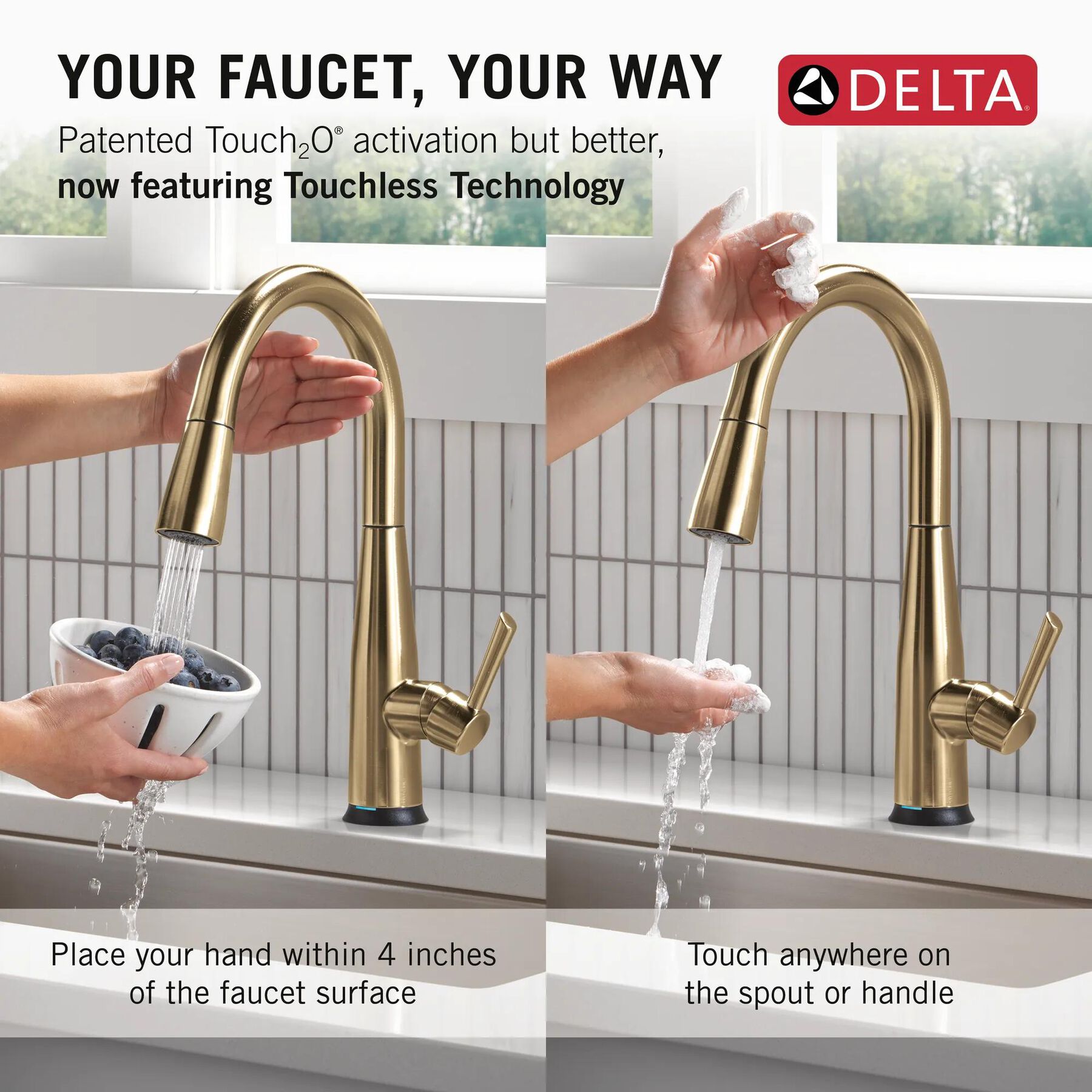Touch<sub>2</sub>O&reg; Technology Kitchen Faucet with Touchless Technology