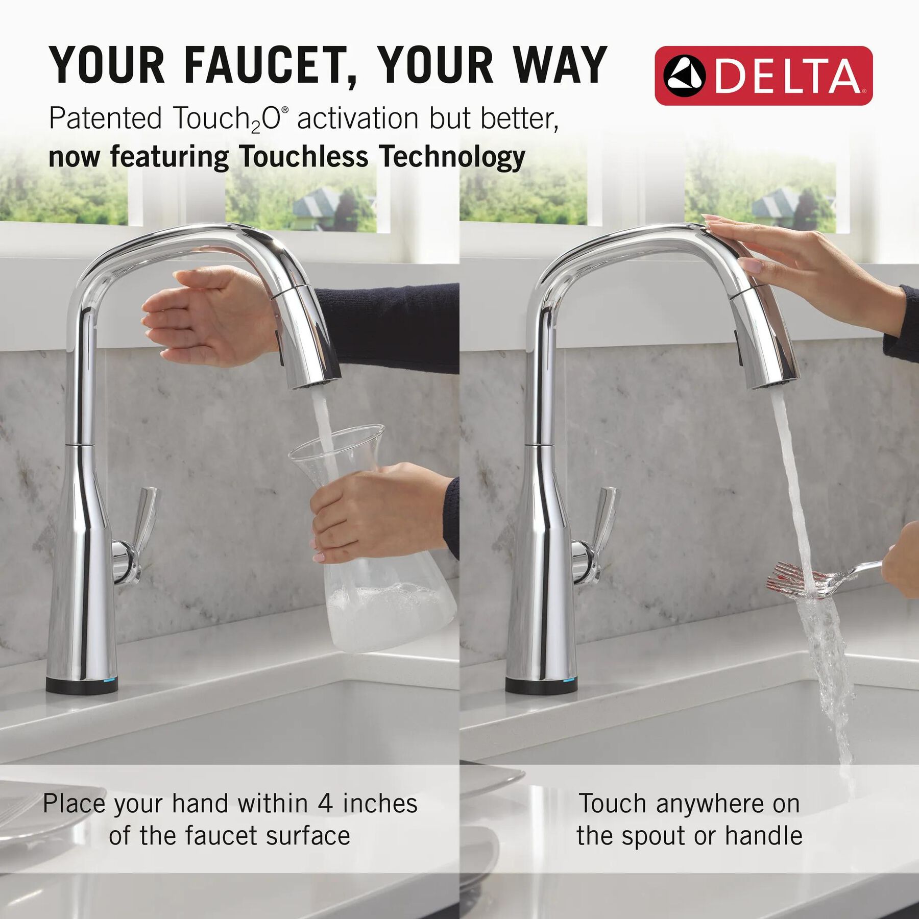 Touch<sub>2</sub>O&reg; Technology Kitchen Faucet with Touchless Technology