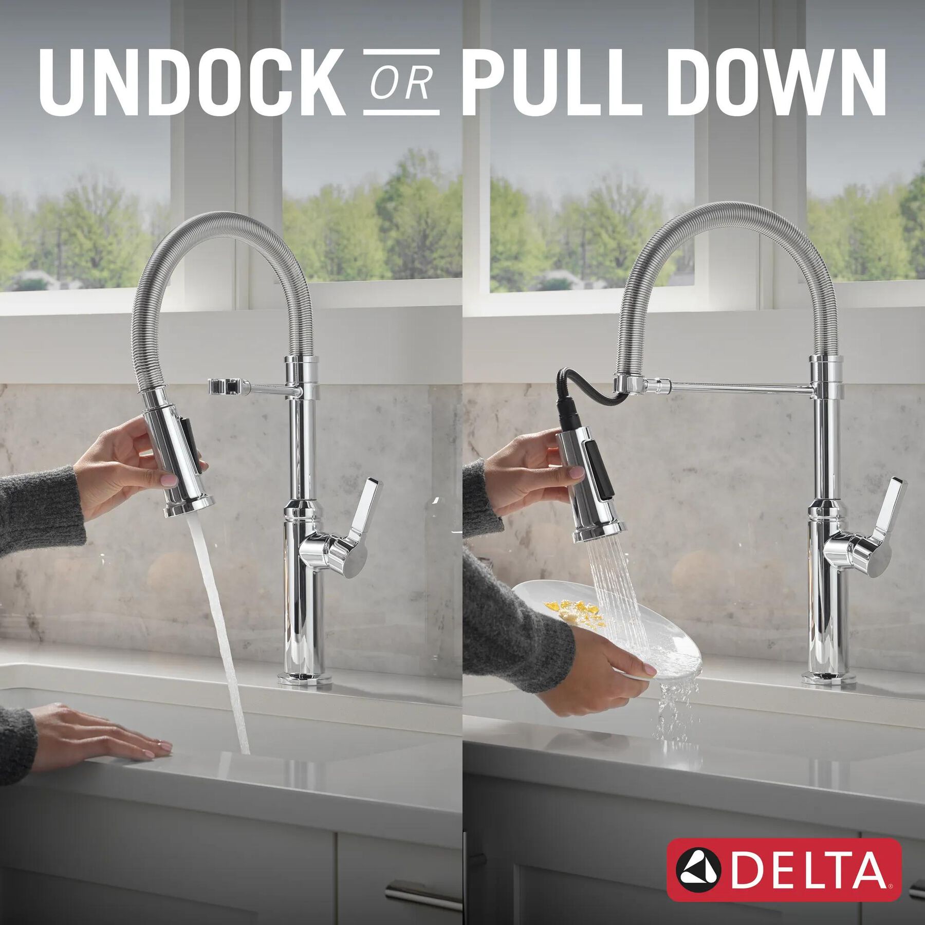 Single Handle Pull-Down Kitchen Faucet With Spring Spout