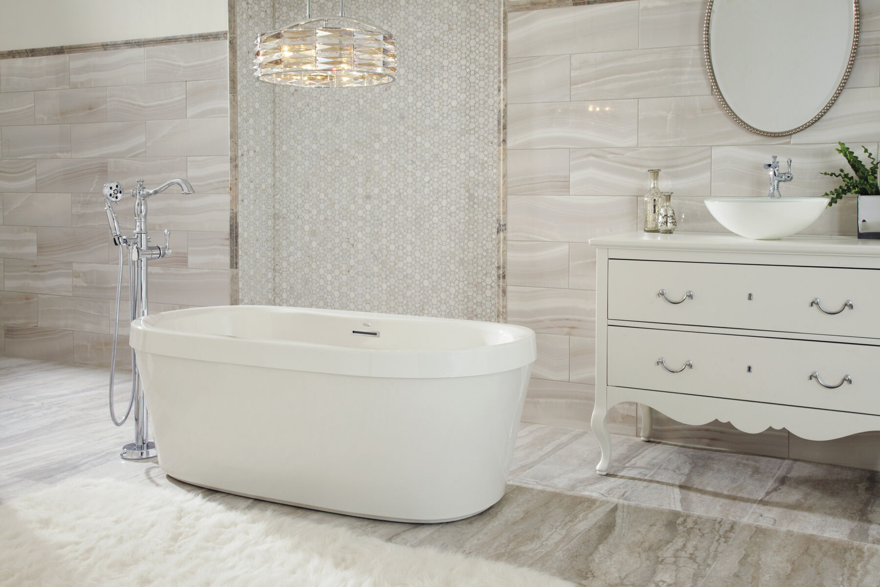 60" x 32" Freestanding Tub with Integrated Waste and Overflow
