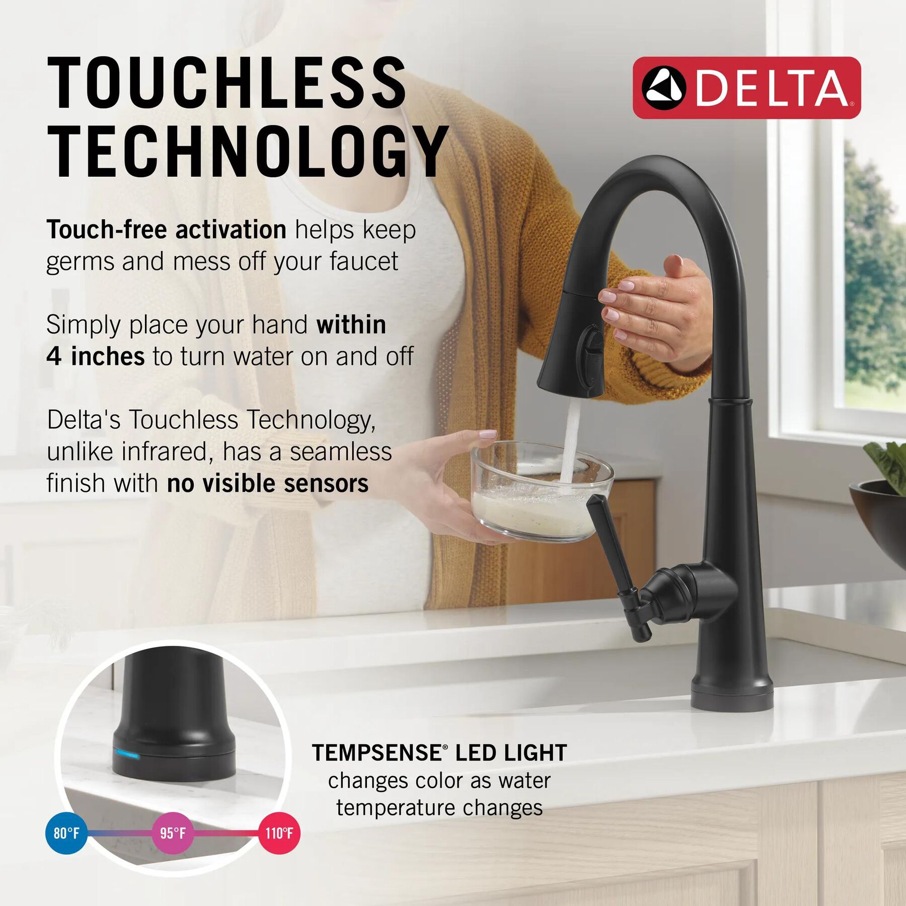 Touch<sub>2</sub>O&reg; Technology Kitchen Faucet with Touchless Technology