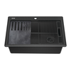 30&rdquo; Granite Composite Workstation Kitchen Sink Drop-In Top Mount Single Bowl with WorkFlow&trade; Ledge and Accessories in Black
