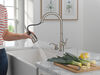 Single Handle Pull-Down Kitchen Faucet with Soap Dispenser and ShieldSpray Technology