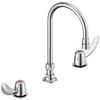 Two Handle Widespread Bathroom Faucet with Gooseneck Spout - Less Pop-Up