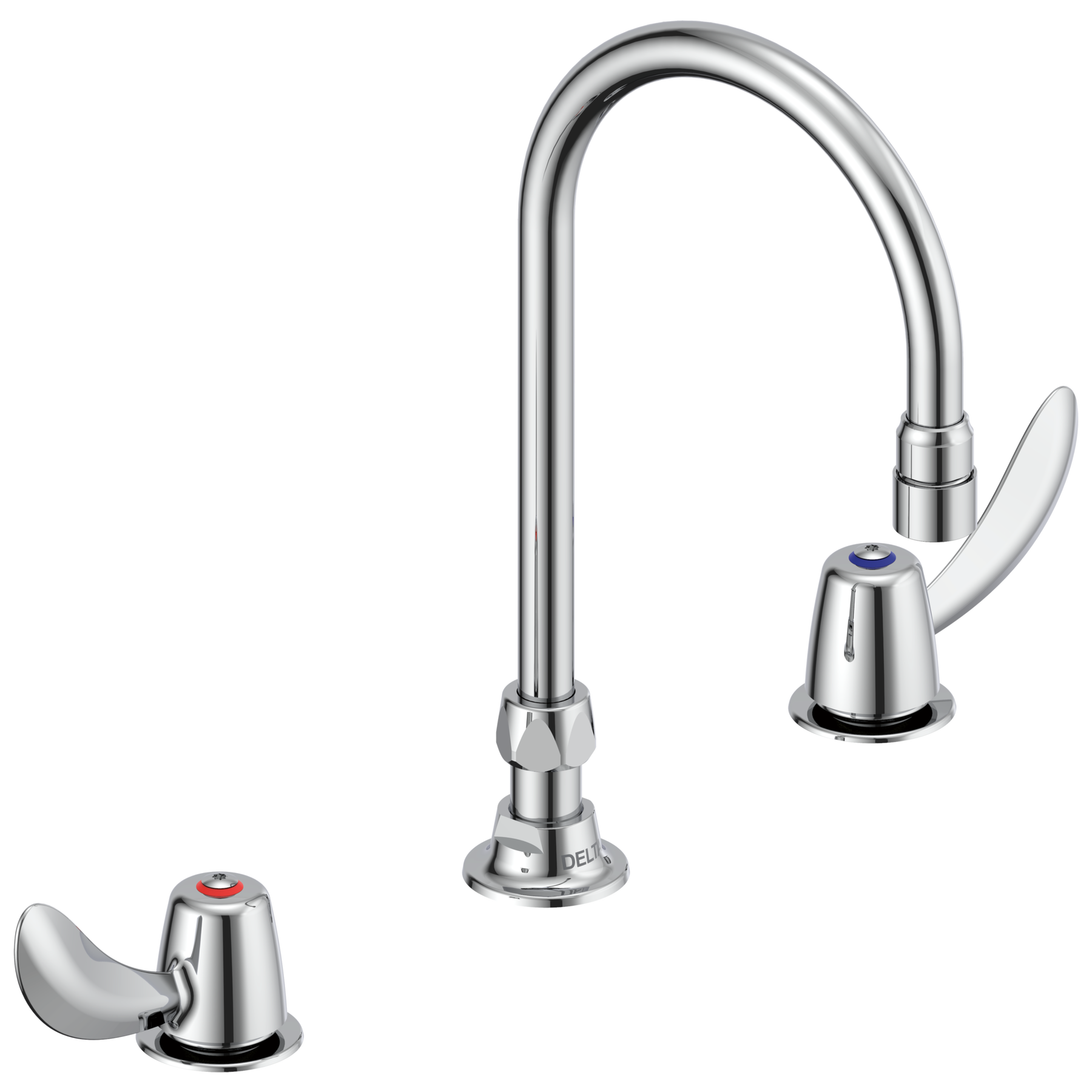 Two Handle Widespread Bathroom Faucet with Gooseneck Spout - Less Pop-Up
