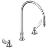 Two Handle Widespread Bathroom Faucet with Gooseneck Spout - Less Pop-Up