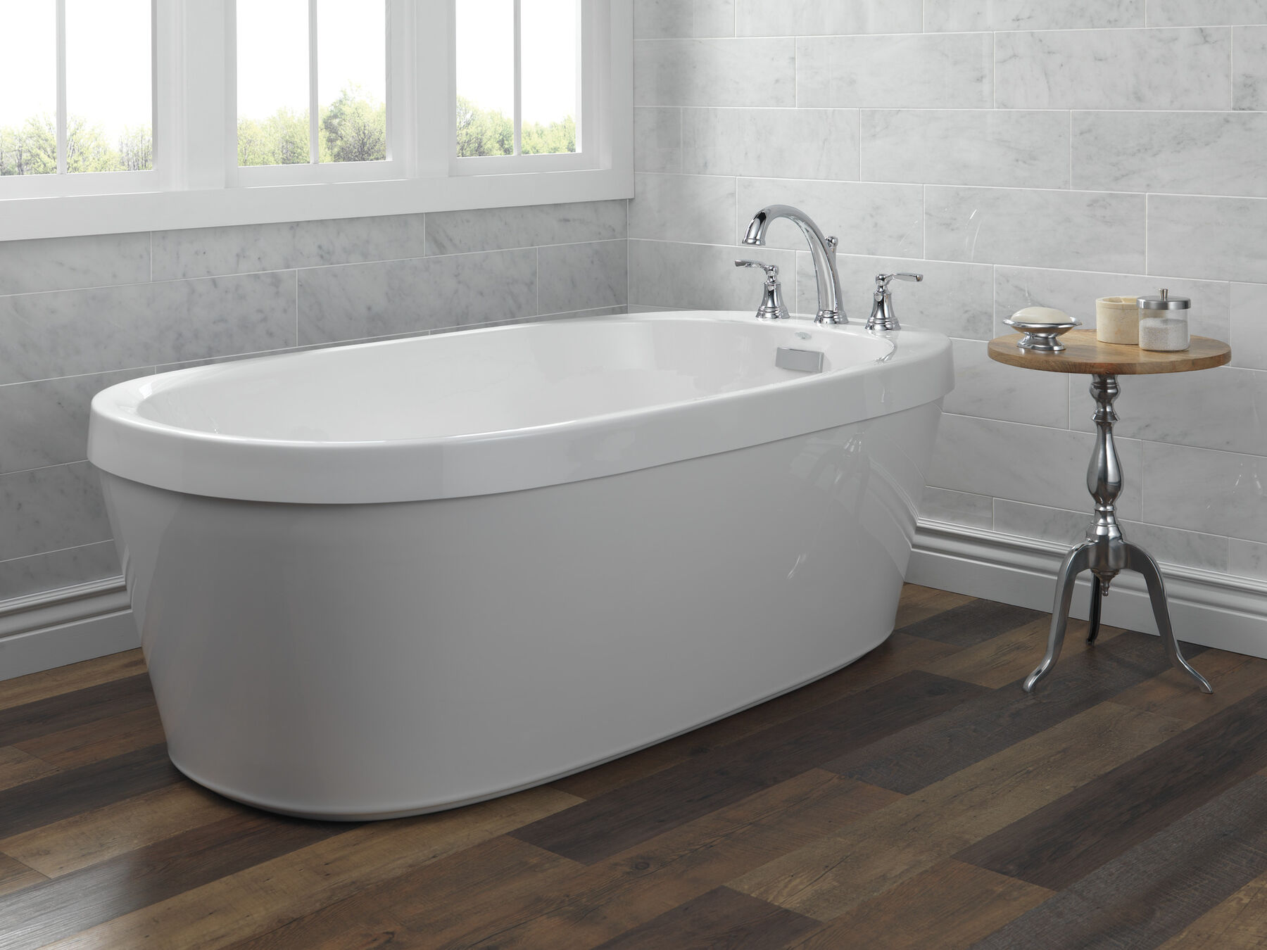 Freestanding Tub with Integrated Waste and Overflow