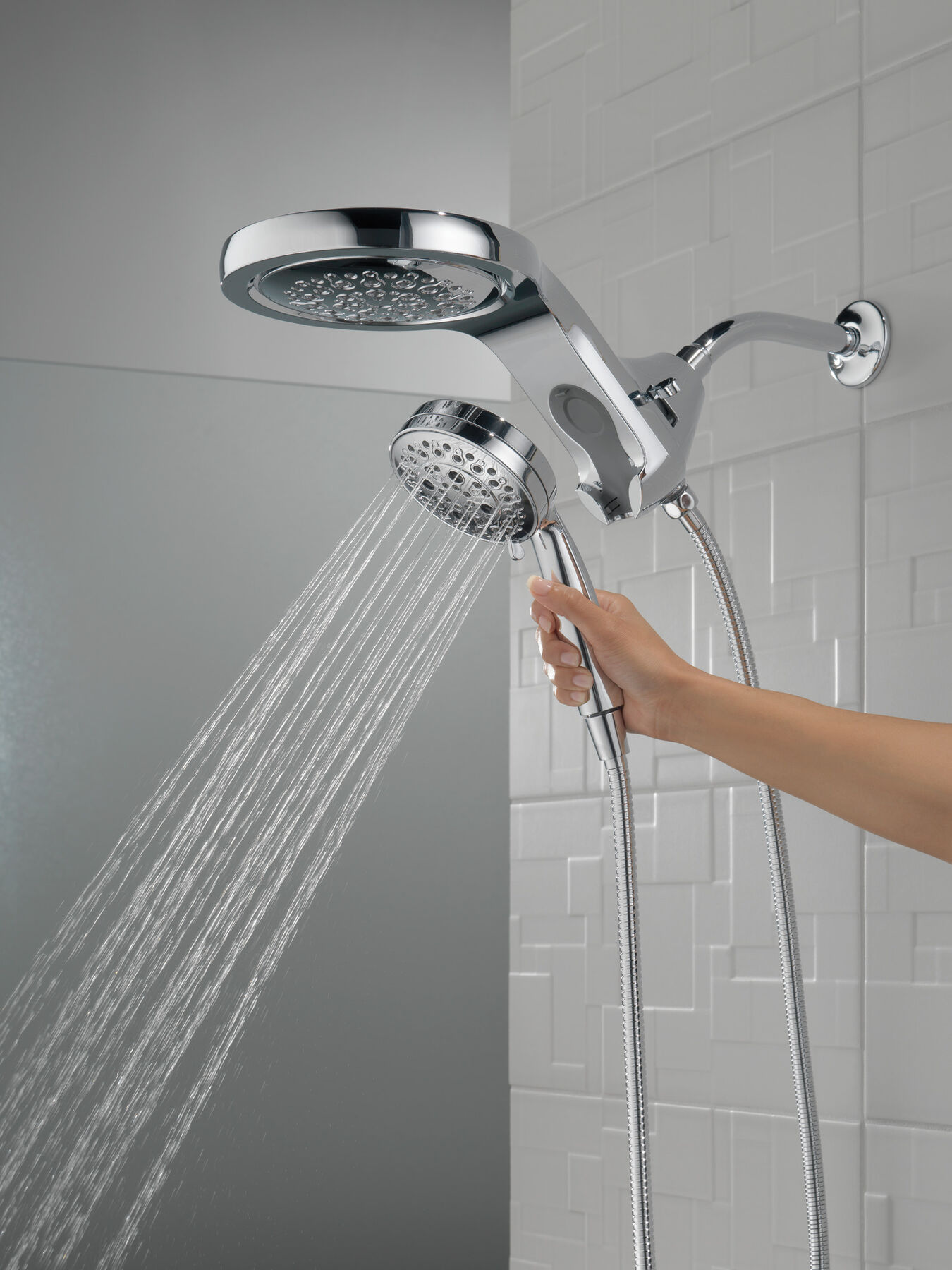 HydroRain&reg; H<sub>2</sub>Okinetic&reg; 5-Setting Two-in-One Shower Head