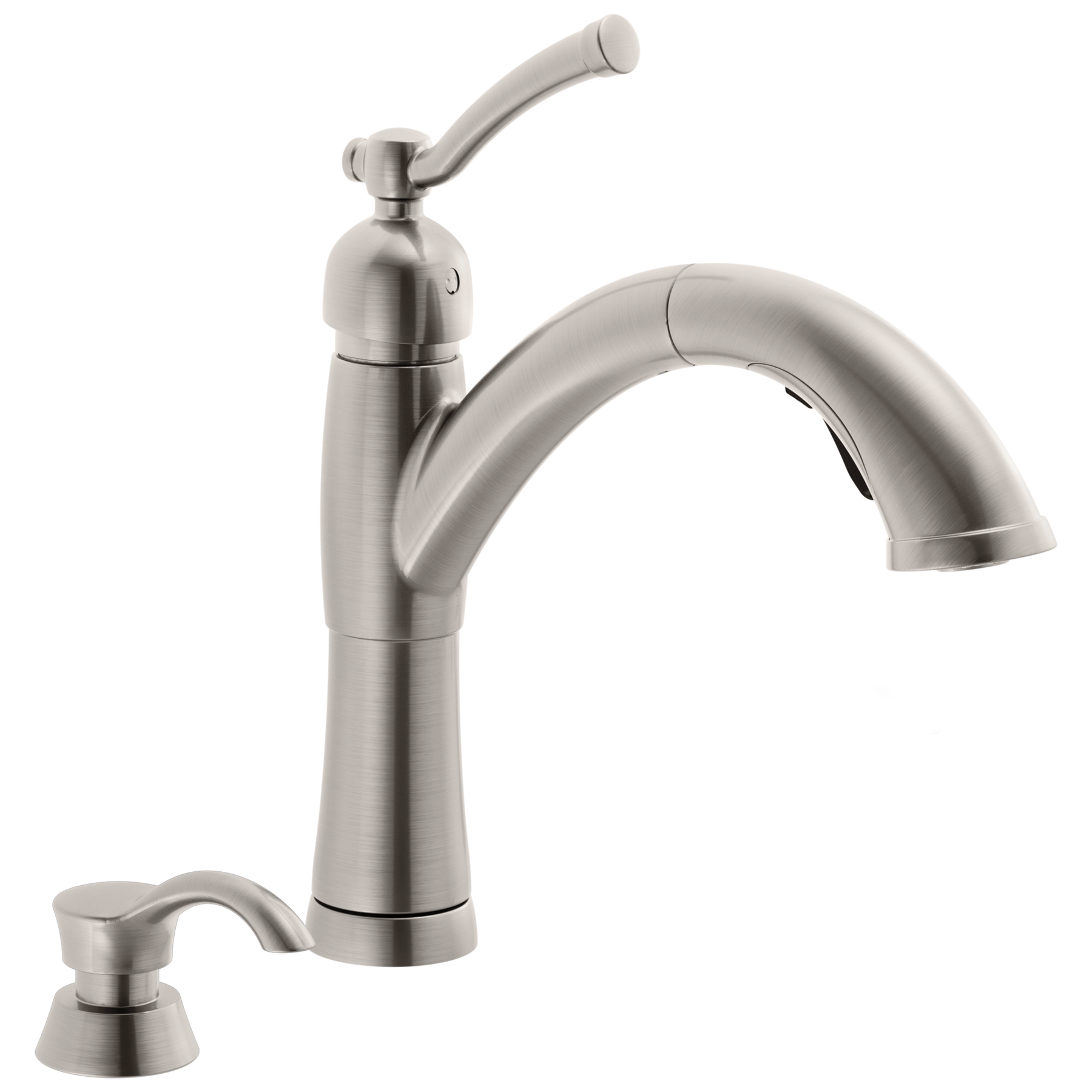 Single Handle Pull-Out Kitchen Faucet with Soap Dispenser