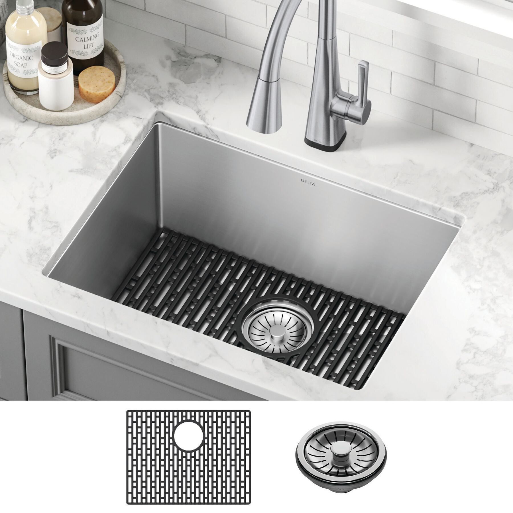 24&rdquo; Undermount Stainless Steel Single Bowl Laundry Utility Kitchen Sink with Accessories