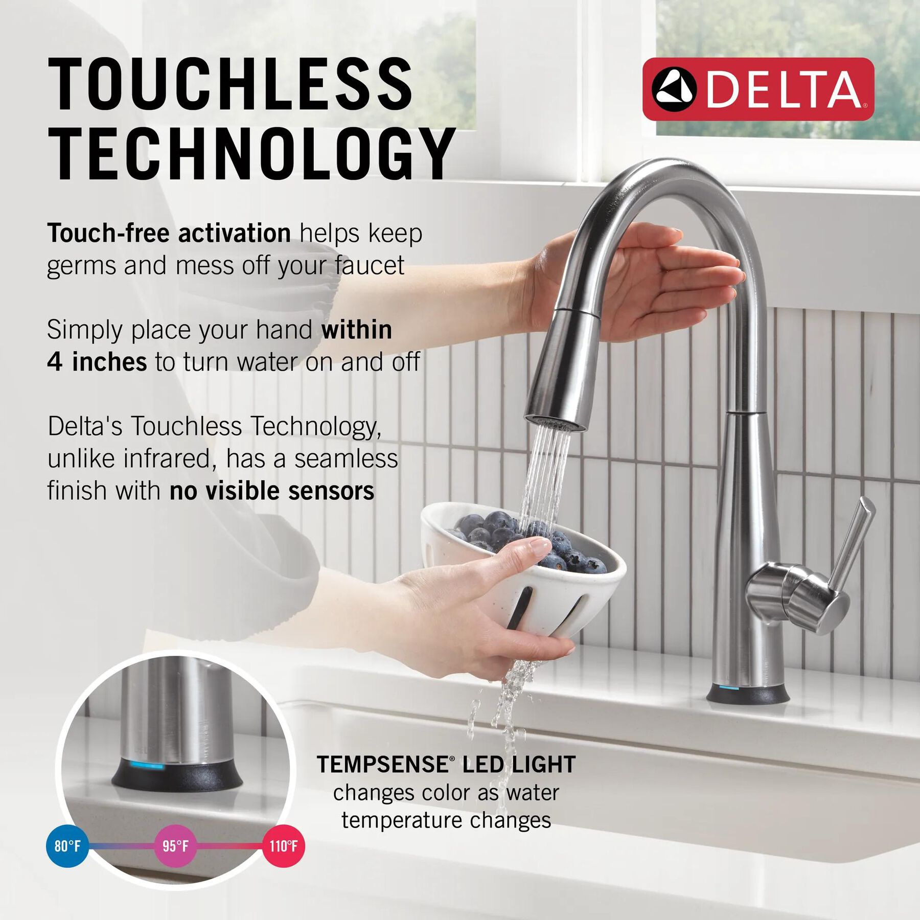 Touch<sub>2</sub>O&reg; Technology Kitchen Faucet with Touchless Technology