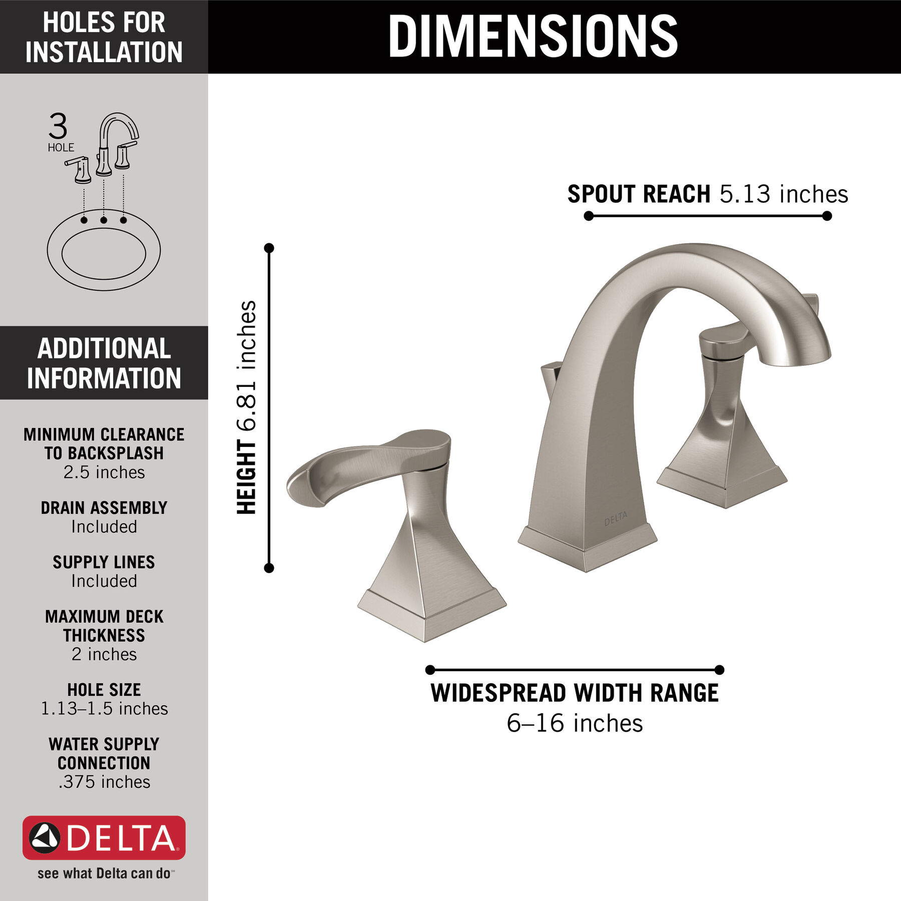2H WS Lavatory Faucet with EZ Anchor&reg;