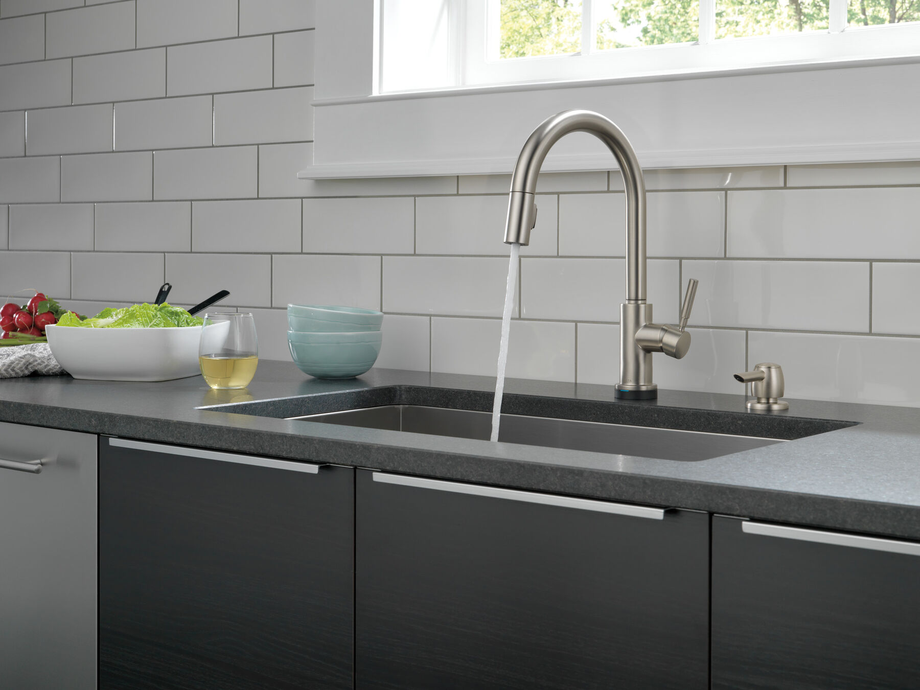 Single Handle Pull-Down Kitchen Faucet with Touch2O&reg; Technology and Soap Dispenser