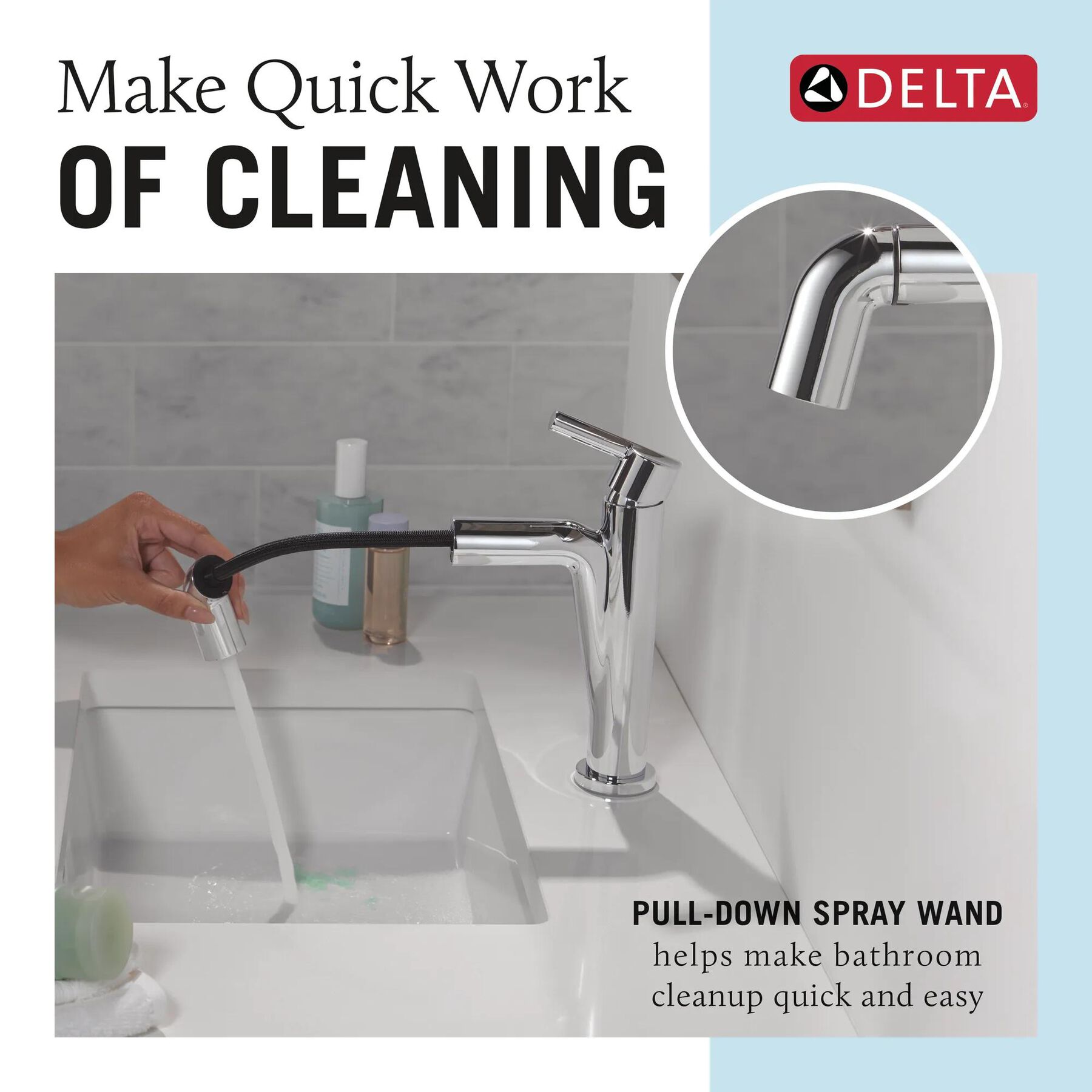 Single Handle Pull-Down Bathroom Faucet