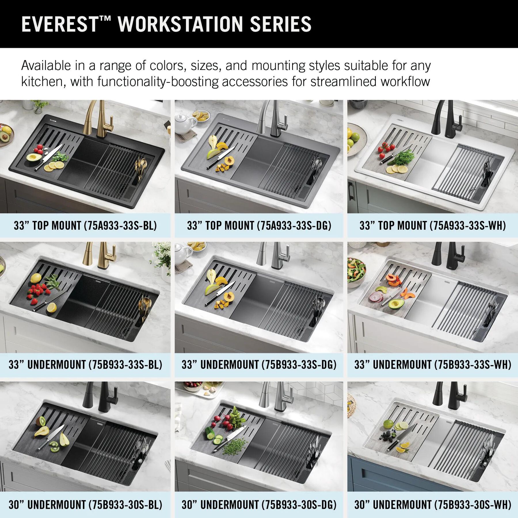 30&rdquo; Granite Composite Workstation Kitchen Sink Undermount Single Bowl with WorkFlow&trade; Ledge and Accessories in Metallic Black