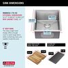 17&rdquo; Workstation Undermount Single Bowl 16 Gauge Stainless Steel&nbsp;Bar Prep Kitchen Sink with&nbsp;WorkFlow&trade; Ledge and Accessories