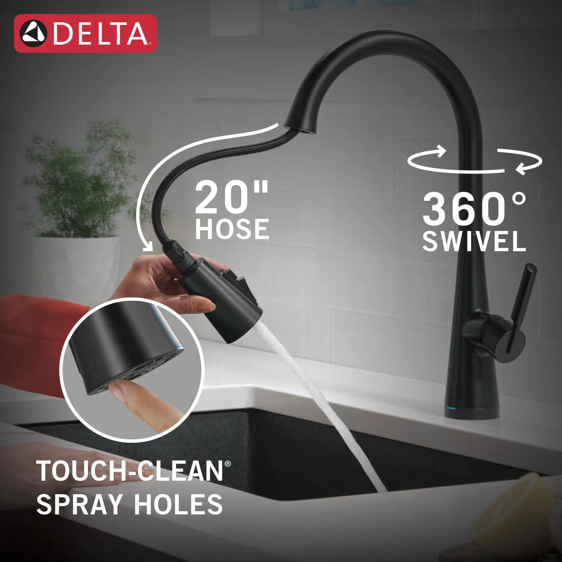 Single Handle Pull-Down Touch<sub>2</sub>O&reg; Technology Kitchen Faucet with Touchless Technology