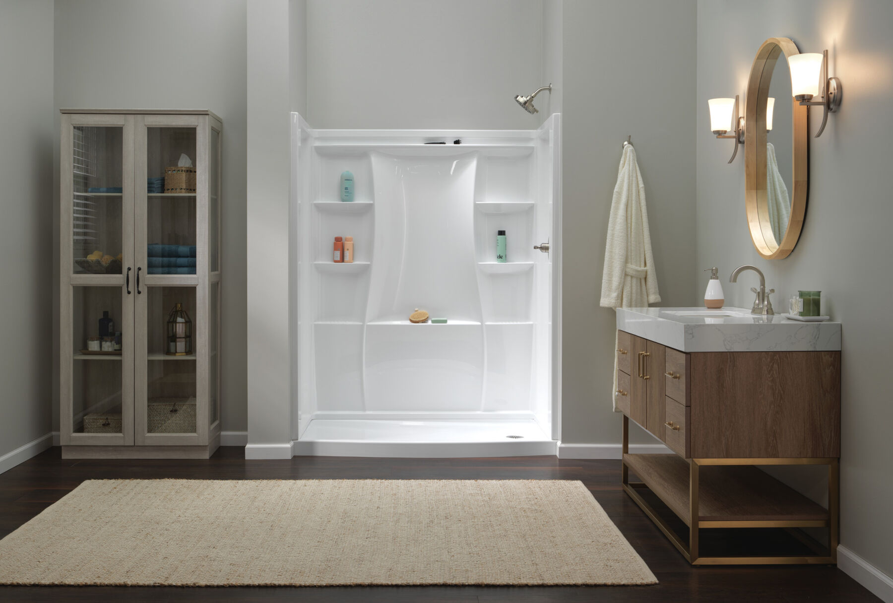 60x32 Alcove Shower Bundle without Door - Right Drain