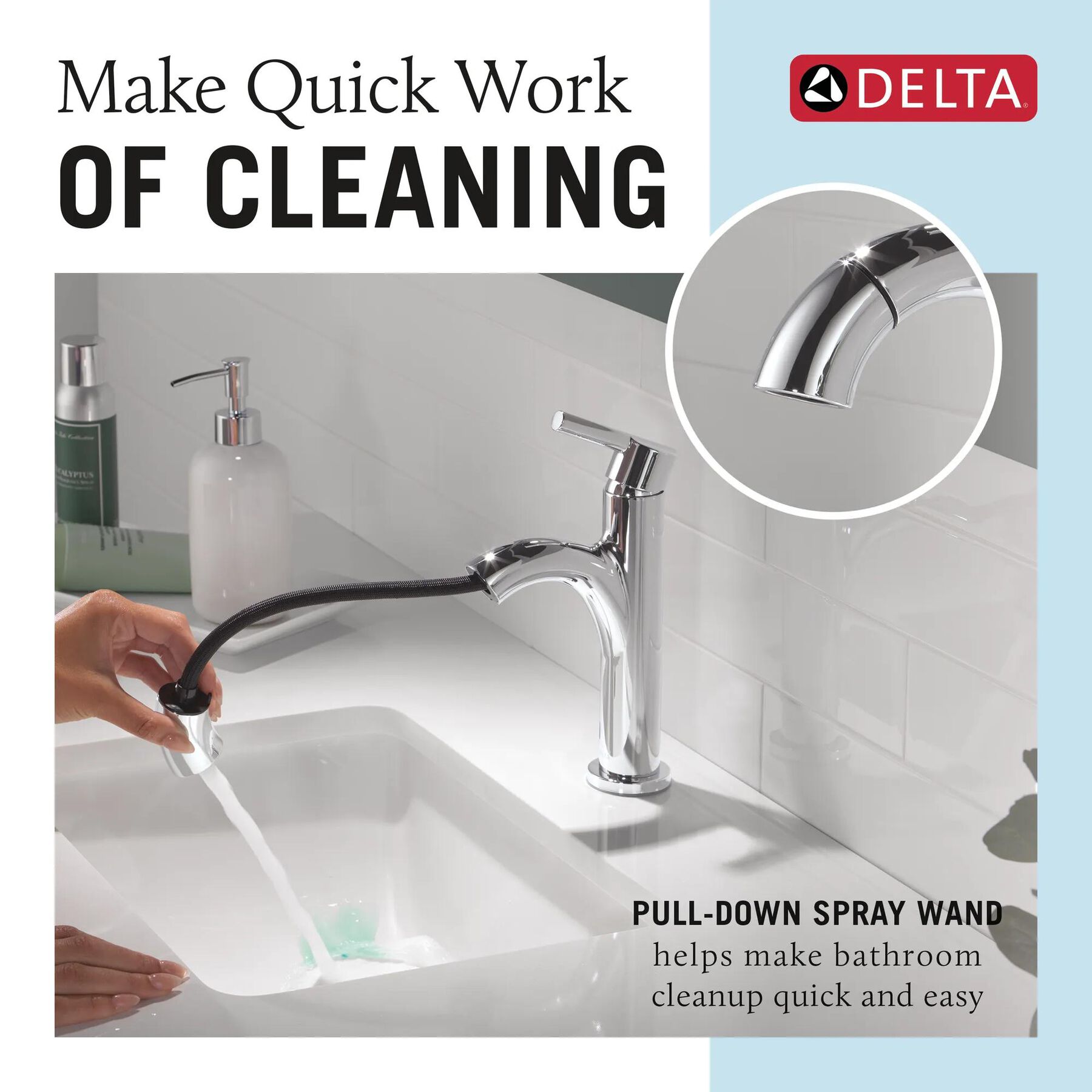 Single Handle Pull-Down Bathroom Faucet