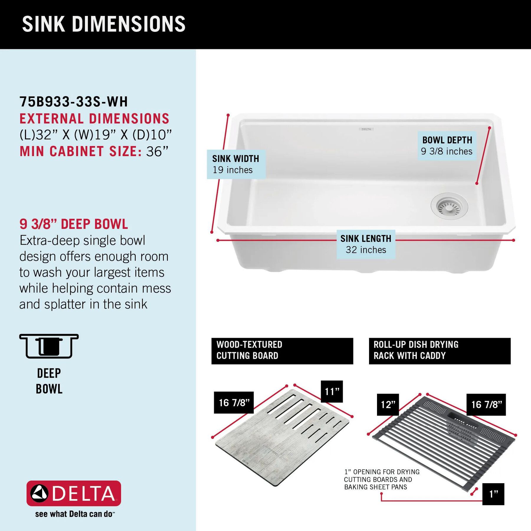 32&rdquo; Granite Composite Workstation Kitchen Sink Undermount Single Bowl with WorkFlow&trade; Ledge and Accessories