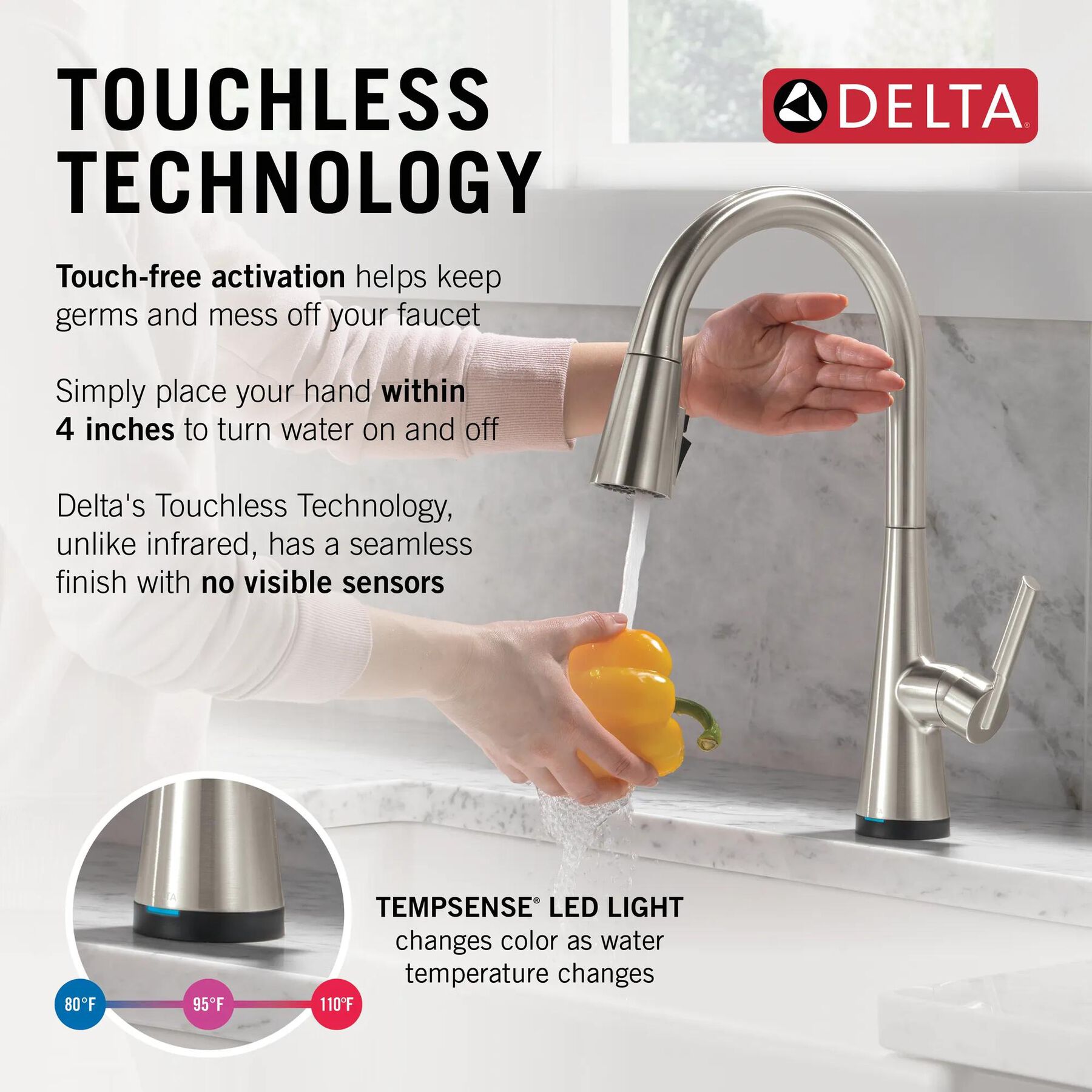 Single Handle Pull-Down Touch<sub>2</sub>O&reg; Technology Kitchen Faucet with Touchless Technology