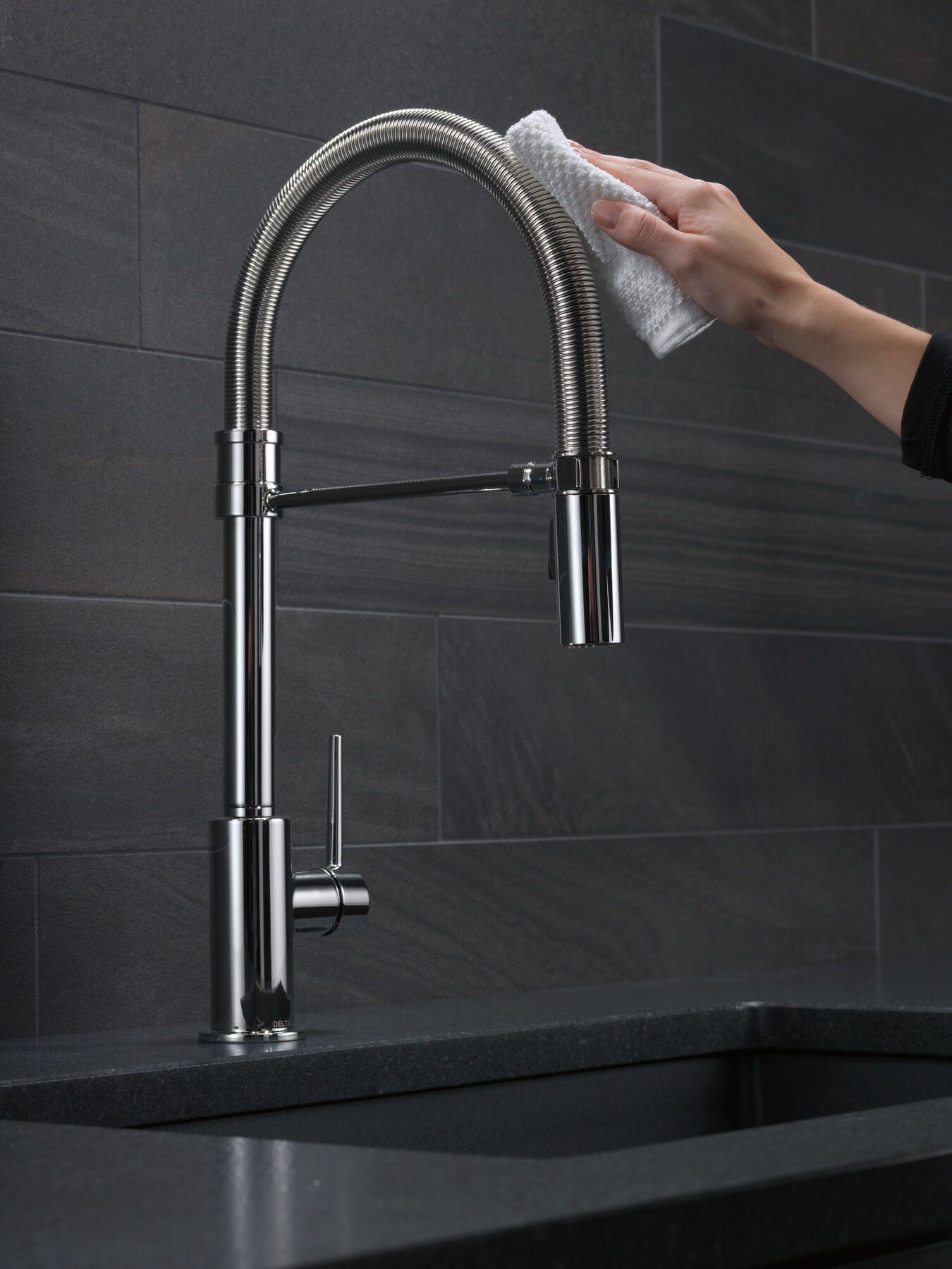 Single Handle Pull-Down Kitchen Faucet With Spring Spout