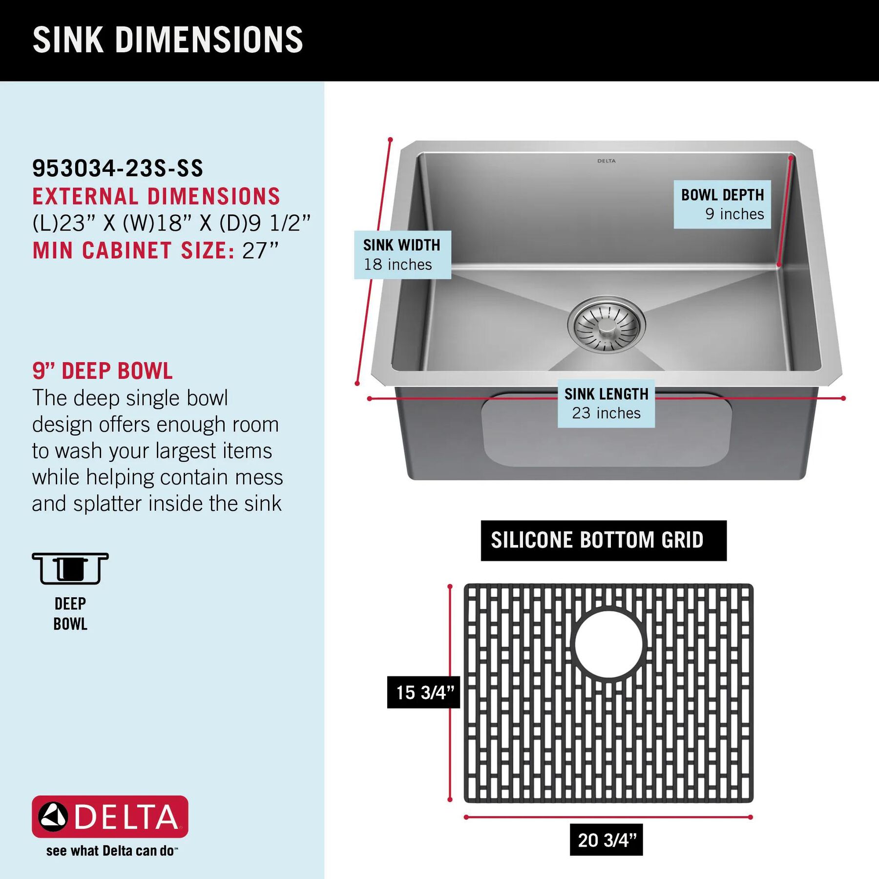 23&rdquo; Undermount Stainless Steel Single Bowl Kitchen Sink&nbsp;with Accessories
