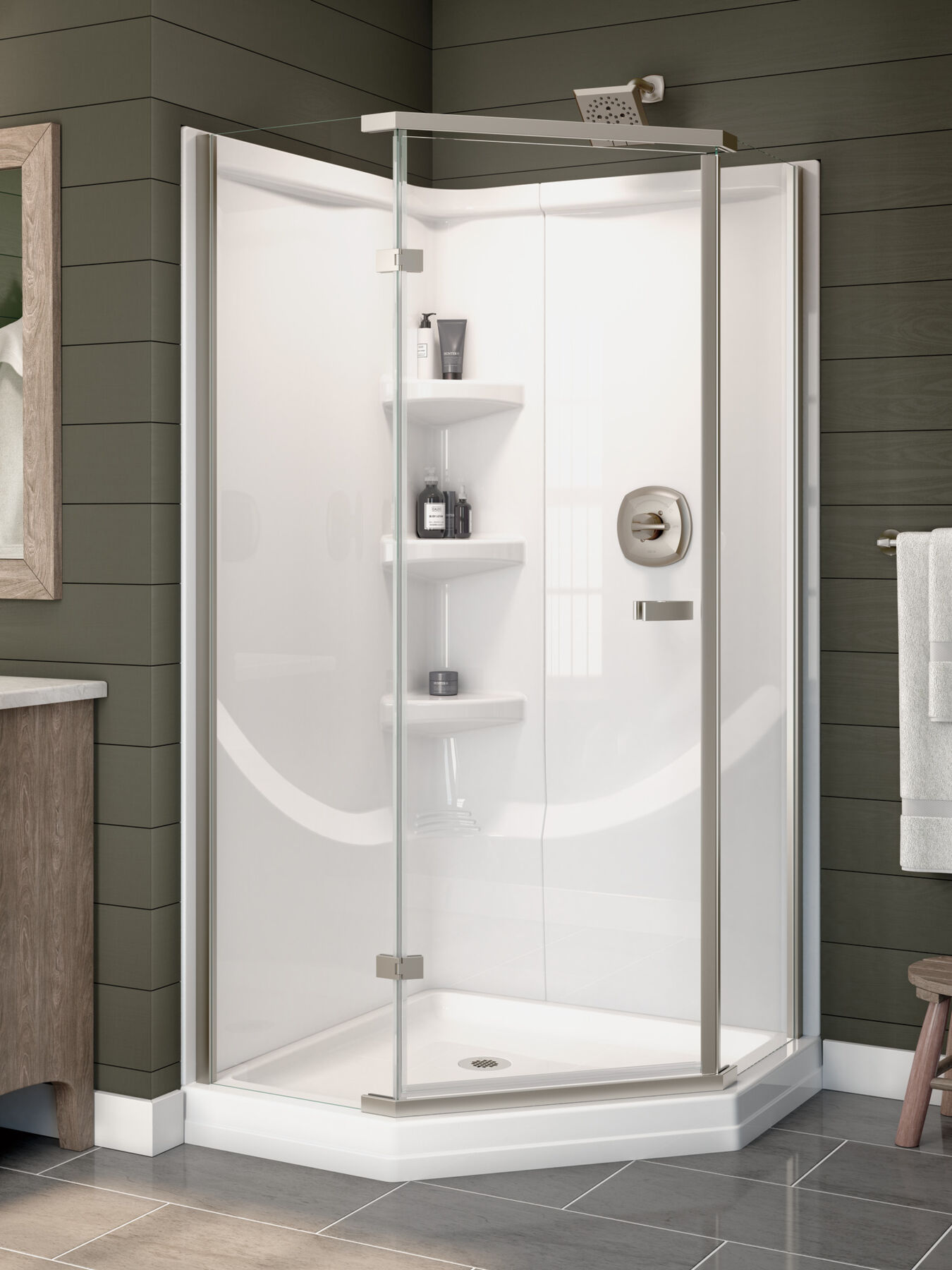 Shower Base with Wall and Enclosure Bundle